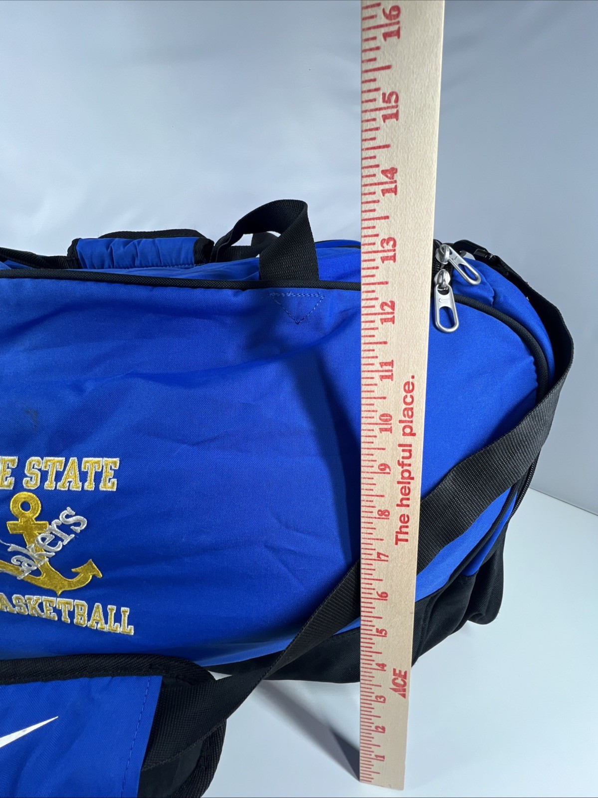 Nike Lake Superior State Embroidered Team Issued Large Training Duffel Bag Blue