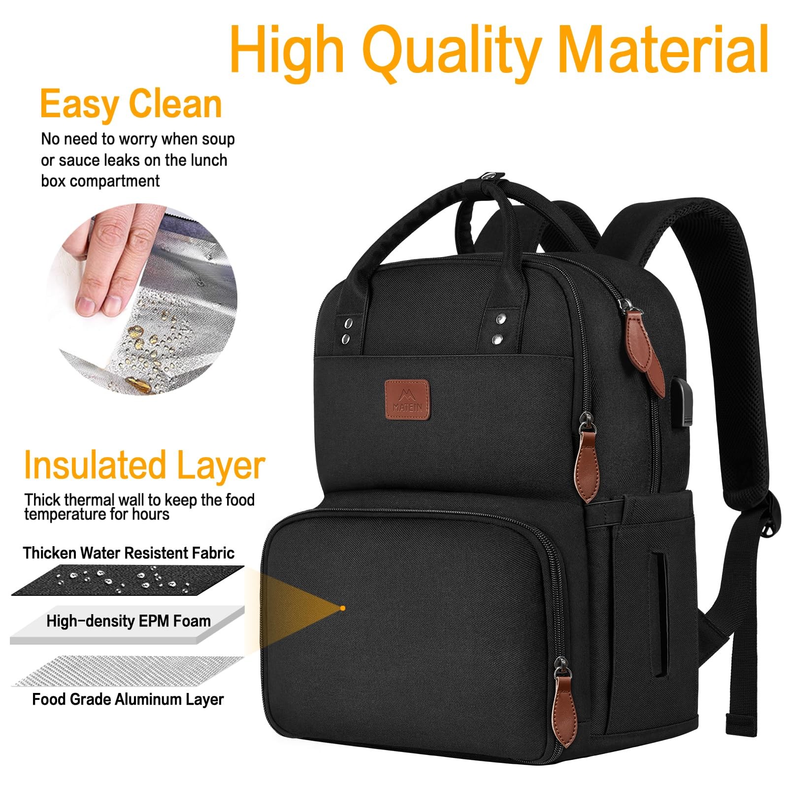 MATEIN 17 Inches Lunch Backpack, Extra Large Lunch Box with Insulated Cooler …