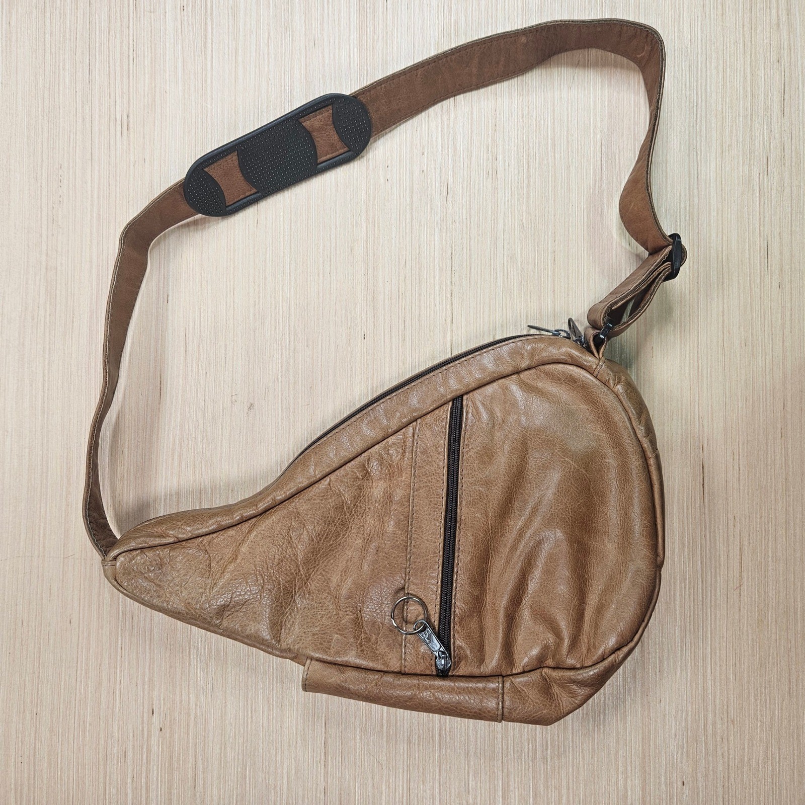 AmeriBag Healthy Crossbody Back Bag Back Unisex Brown Leather Sling Ergonomic