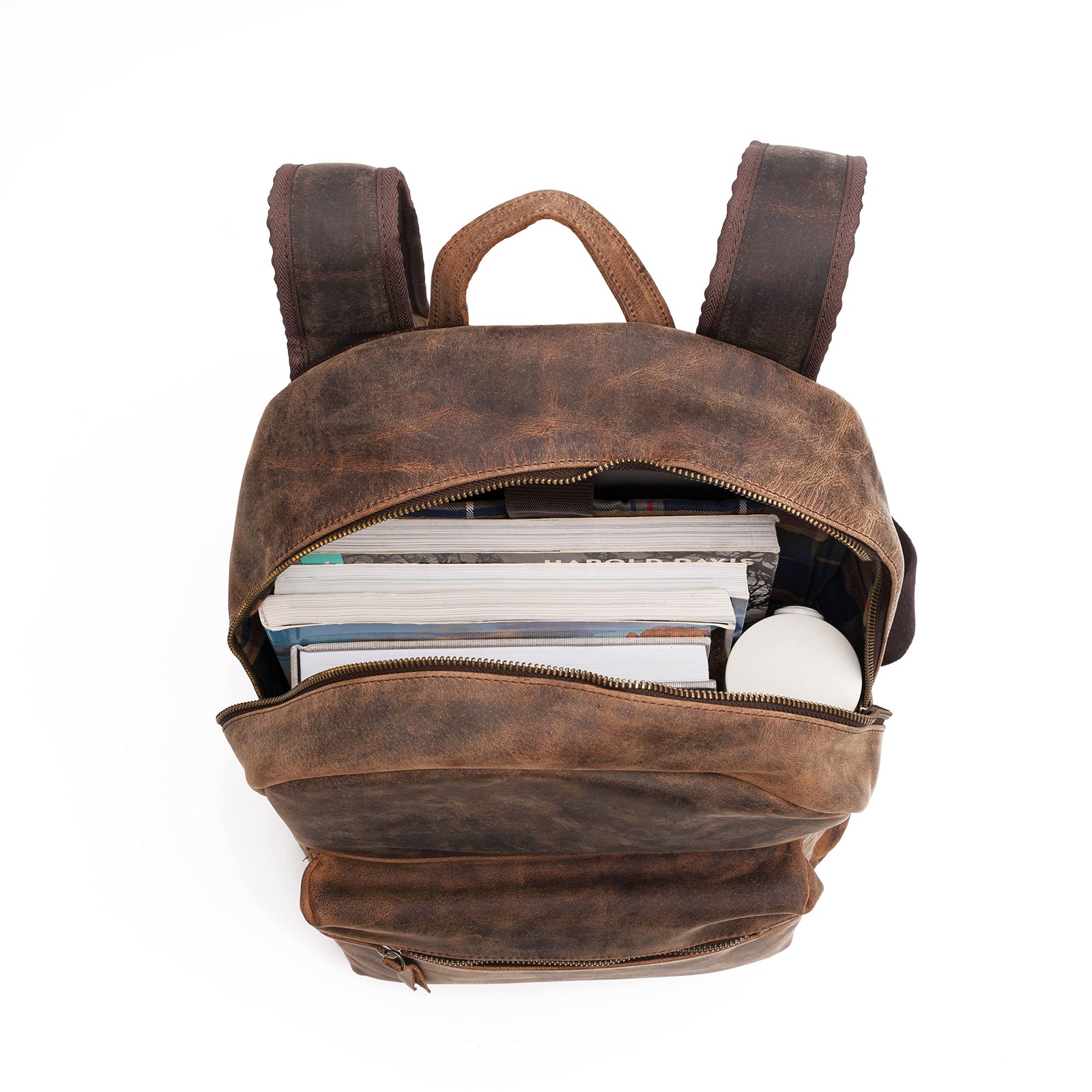 15 Inch Leather backpack rucksack laptop bag for women & men travel hiking tr…