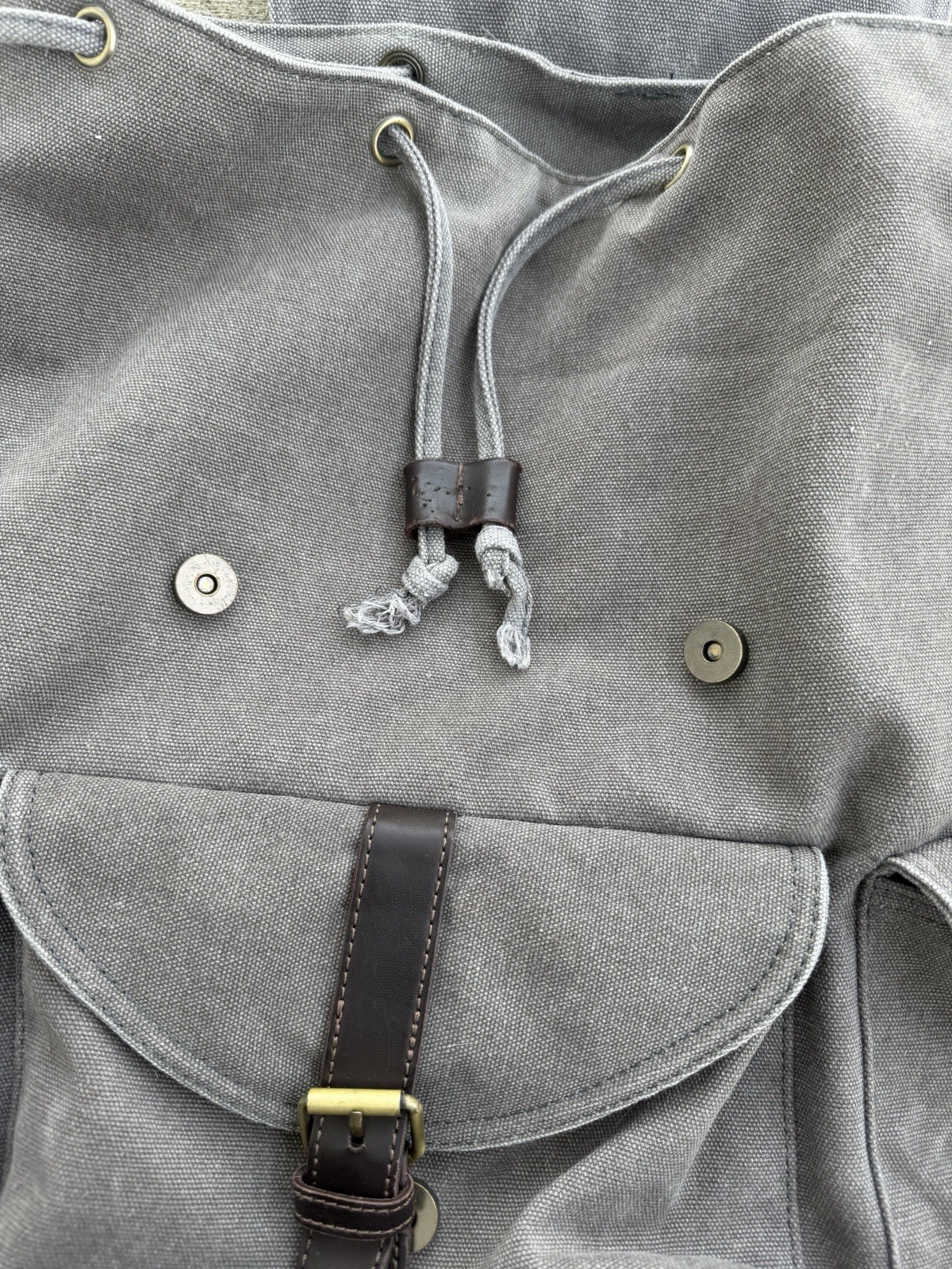 KAUKKO Men’s Gray Canvas Backpack Travel Hiking Camping Rucksack Laptop Bag