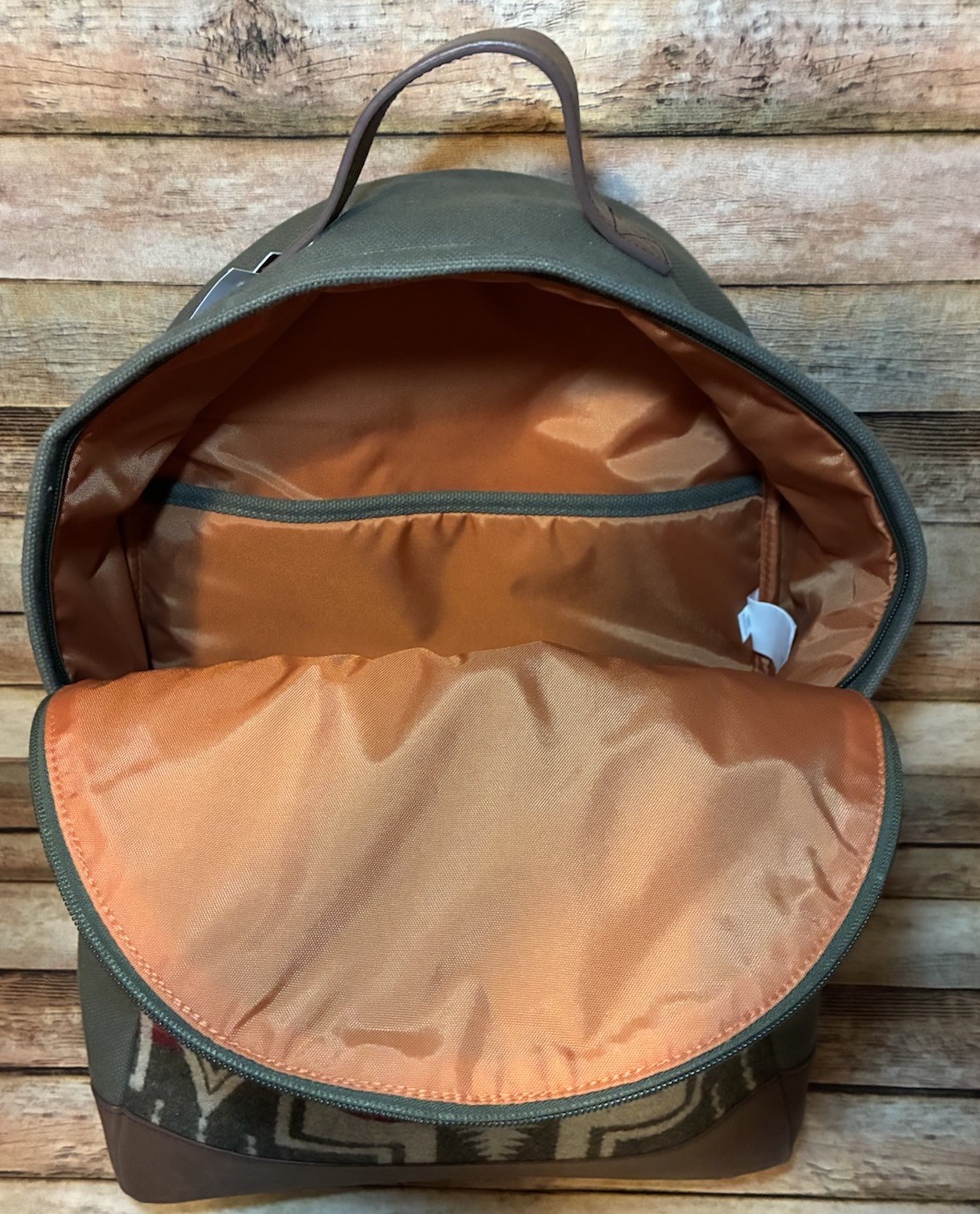 NWT Pendleton Harding Olive Canvas & Leather Backpack Never Used