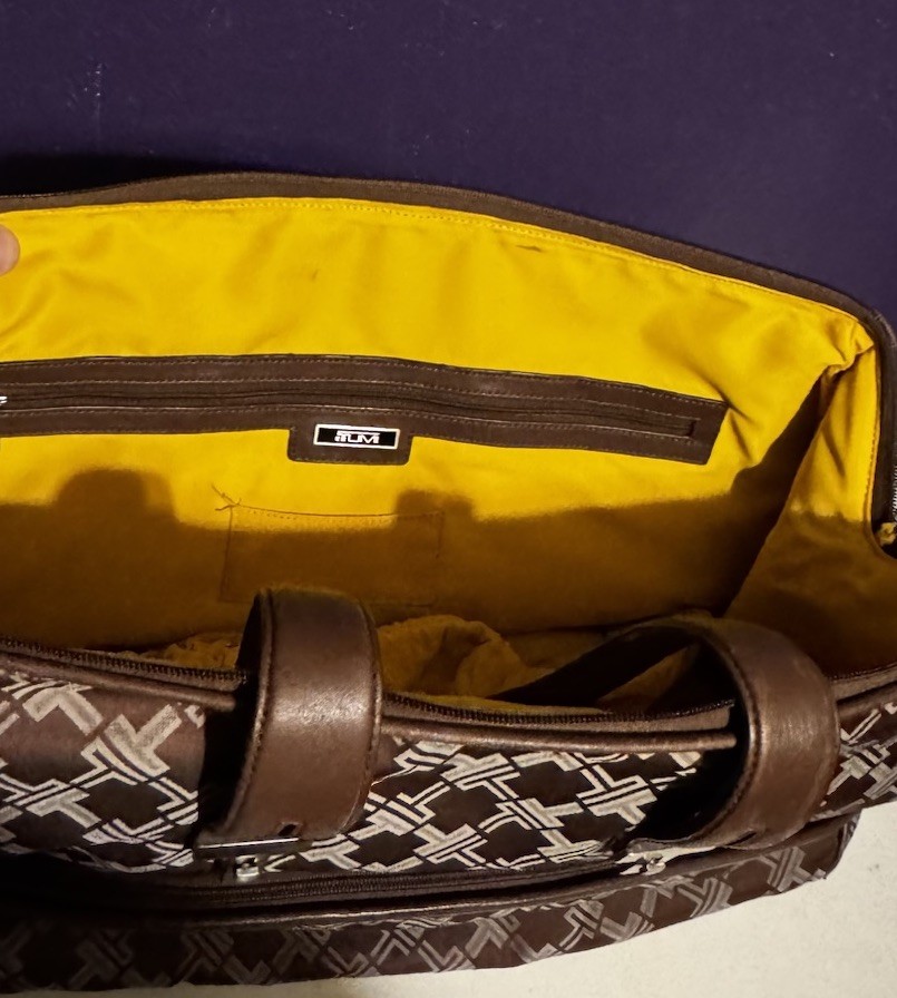TUMI Signature Collection Logo Nylon Weekender Carry-On Duffle Travel Bag Brown