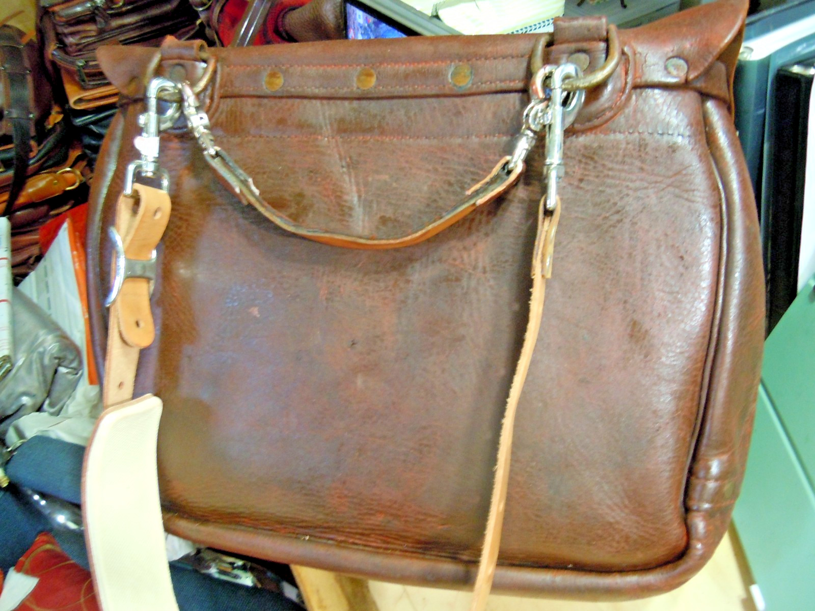 VTG Rare USPS US Leather Mail Postal Carrier Messenger Briefcase Bag # 25