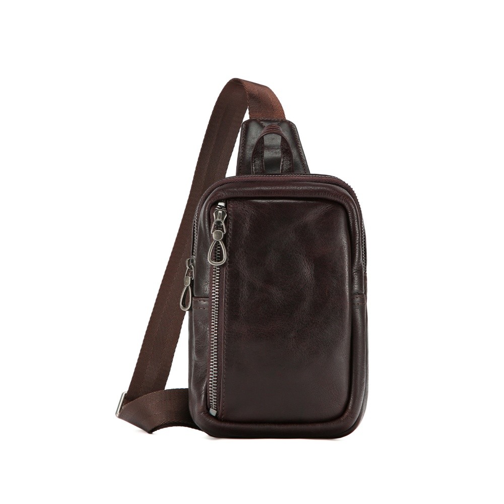 Men’s Genuine Leather Crossbody Vinage Sling Bag Shoulder Casual Chest Bag Pack