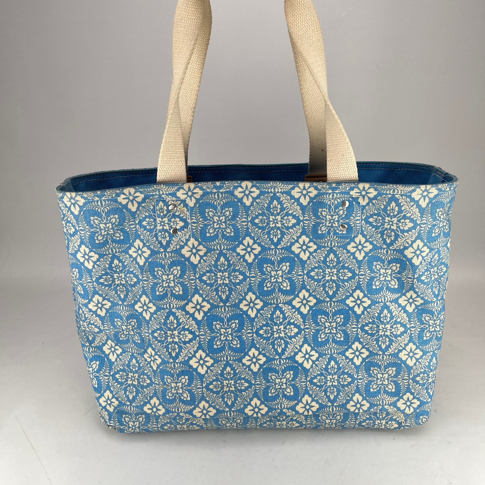 LL Bean Boat Tote Bag – RARE Reversible Solid Blue or Print Leather Handles