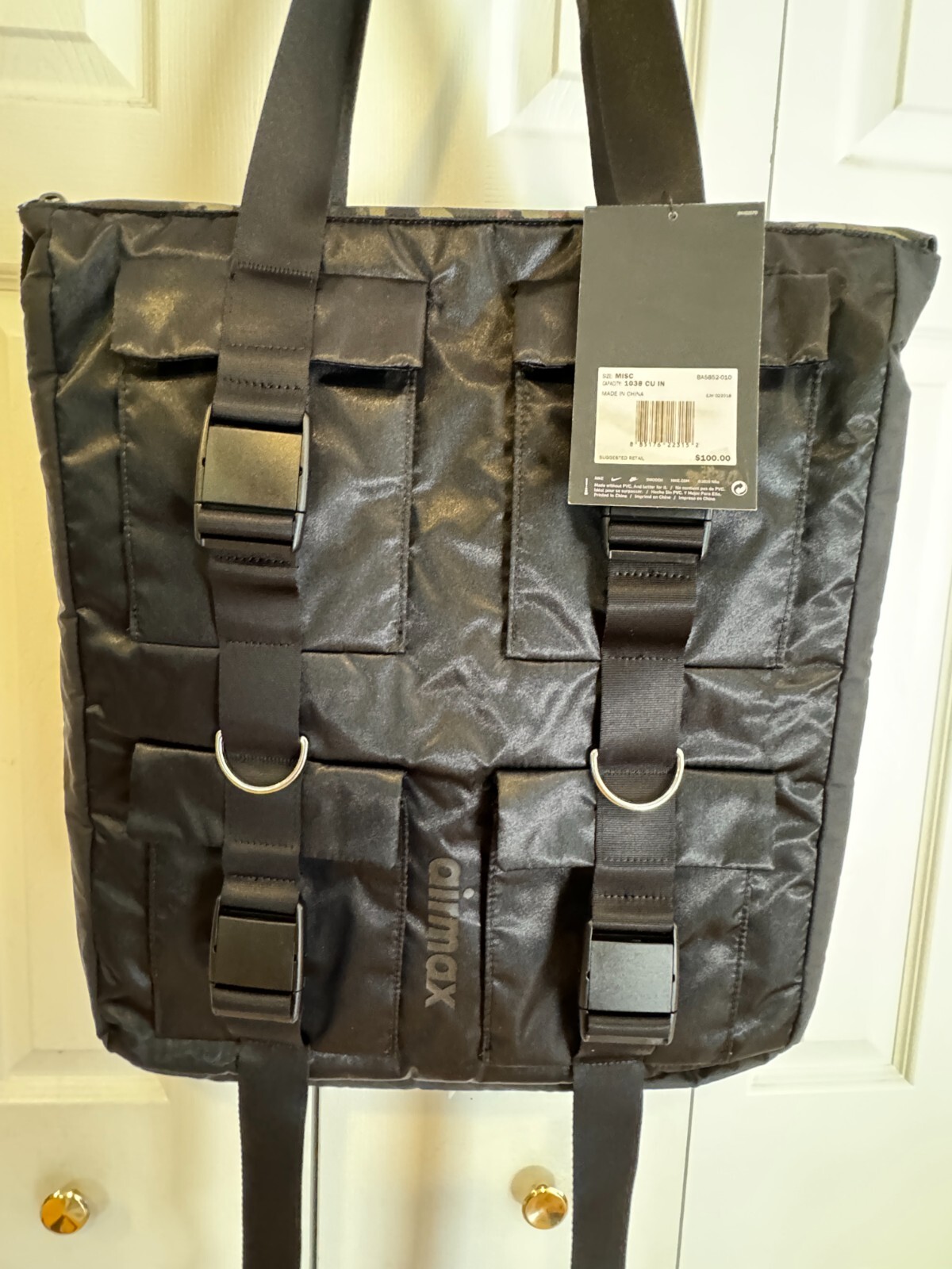 Nike Air Max Black Tote Bag Utility Pockets College Travel Books BA5852-010 NEW