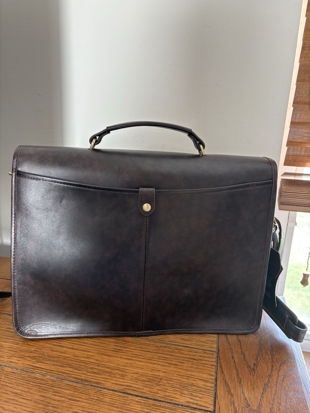 NWT Ameri Leather Briefcase Messenger Bag Chocolate Brown Leather Many Pockets