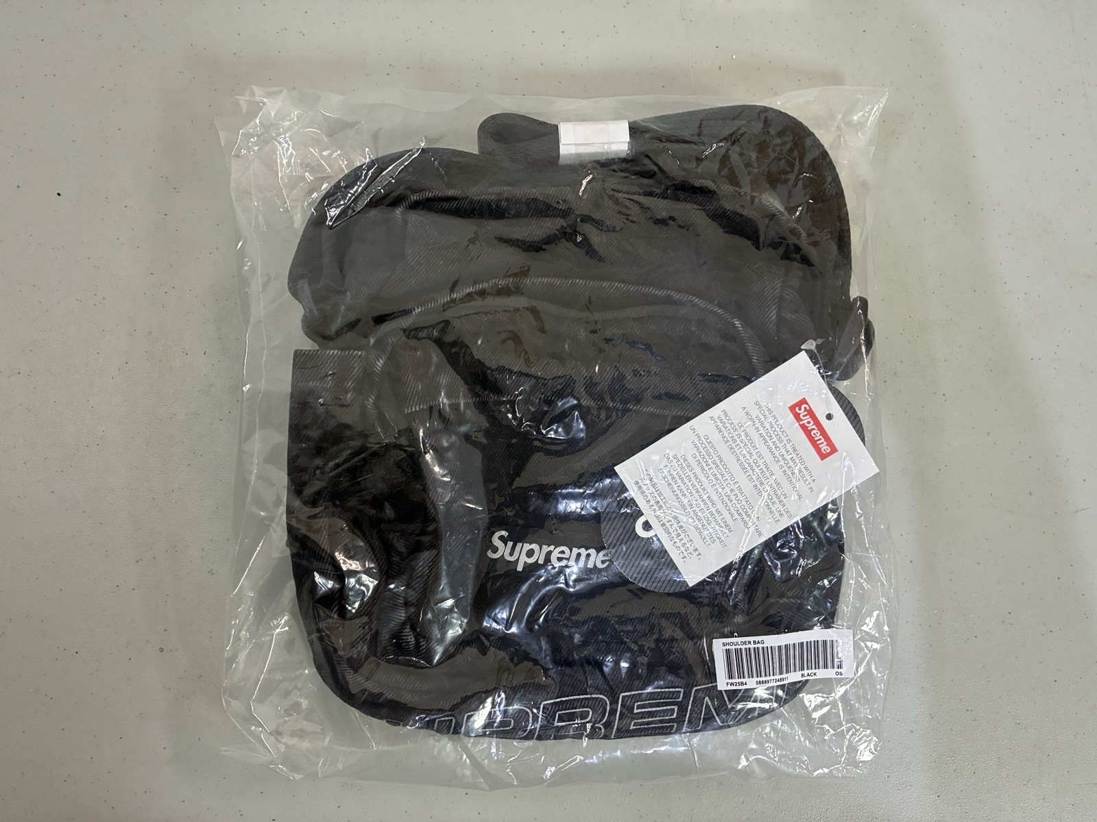 Supreme Denim Shoulder Bag FW25 Black – Brand New