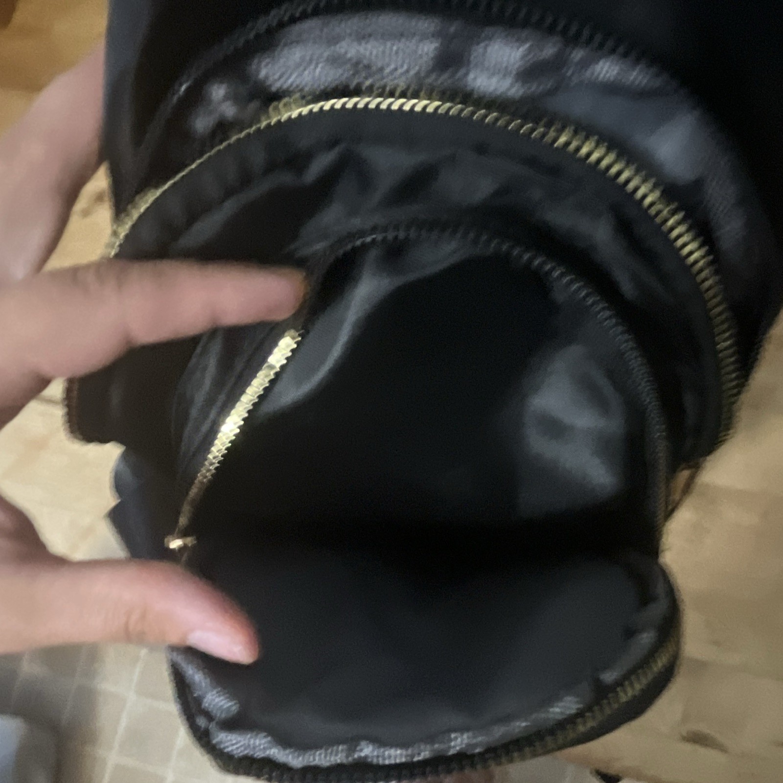 Black Quilted Sling Bag Crossbody Backpack, Zip Closure, Adjustable Strap
