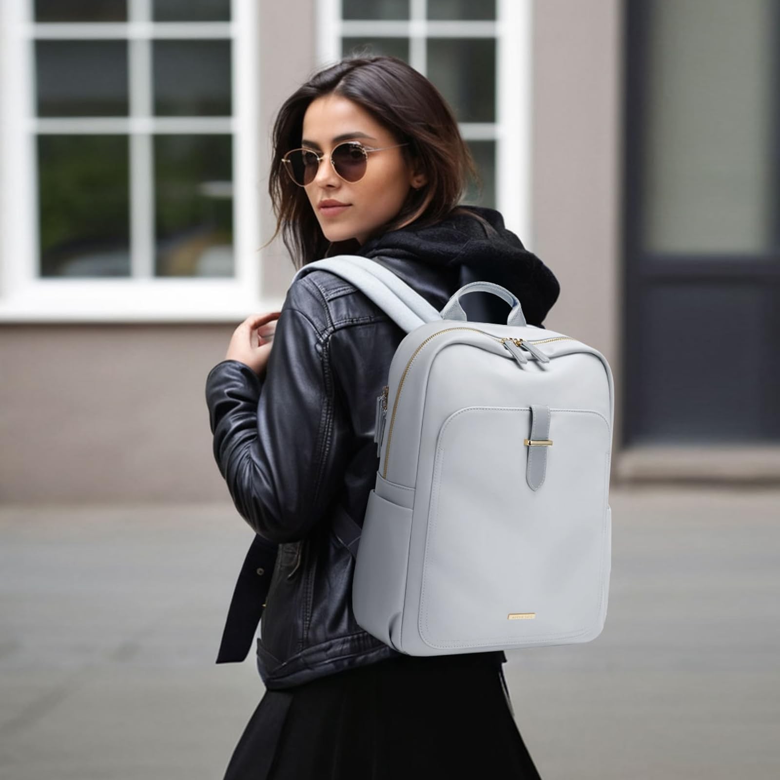 Laptop Backpack Purse for Women Fits 14 Inch Notebook Pale Grey Daypack