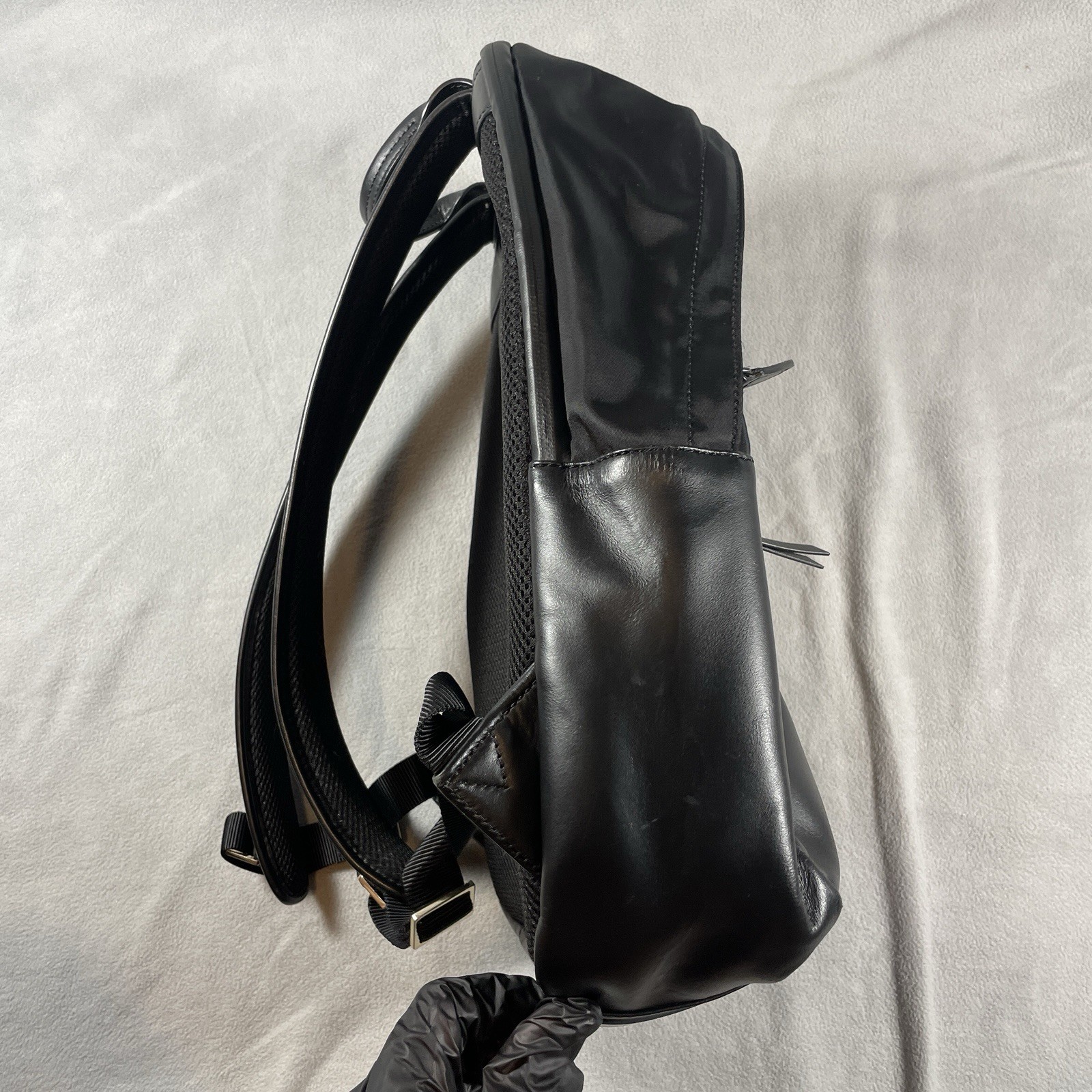 ISM Classic Luxury Backpack Leather Laptop Travel Commute Black Preowned