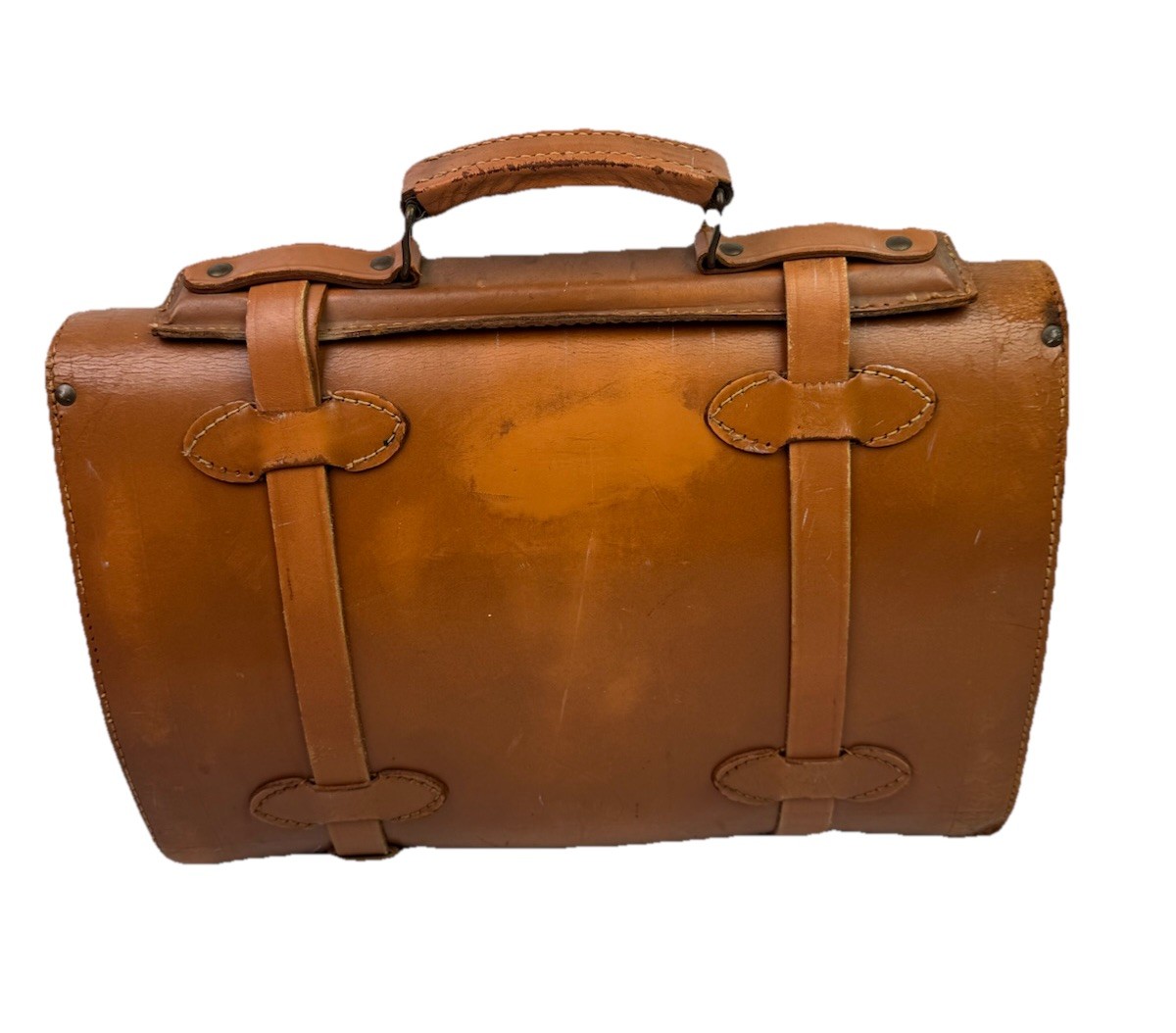 VTG Leather Messenger Bag Satchel Clasp Case Buckles Saddle Leather Heavy READ