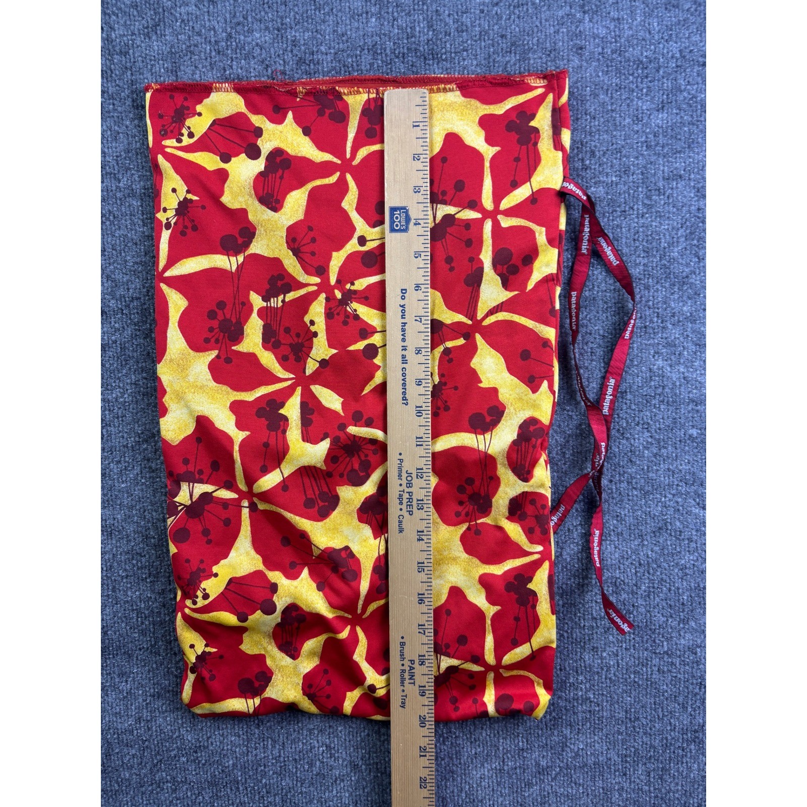 Patagonia Drawstring Bag Unisex OS Red Yellow Floral Gear Pouch Storage