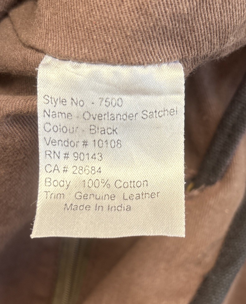 Outback Trading Co Black Overlander Satchel Cotton Canvas Leather Trim Backpack
