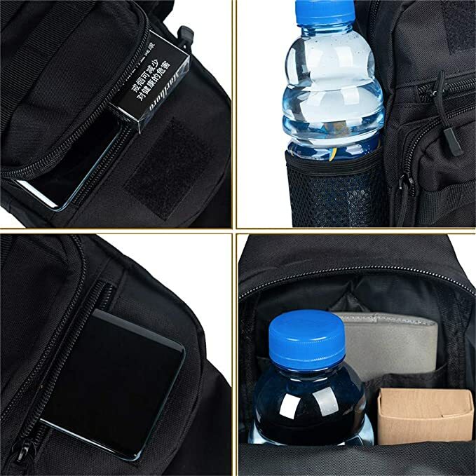 Tactical Sling Chest Pack Military Molle Backpack with Water Bottle Holder Pouch