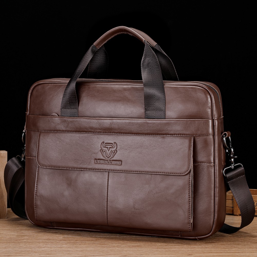 LEBULLBRO Men’s Genuine Leather Briefcase Business Bag Durable for Office&Travel