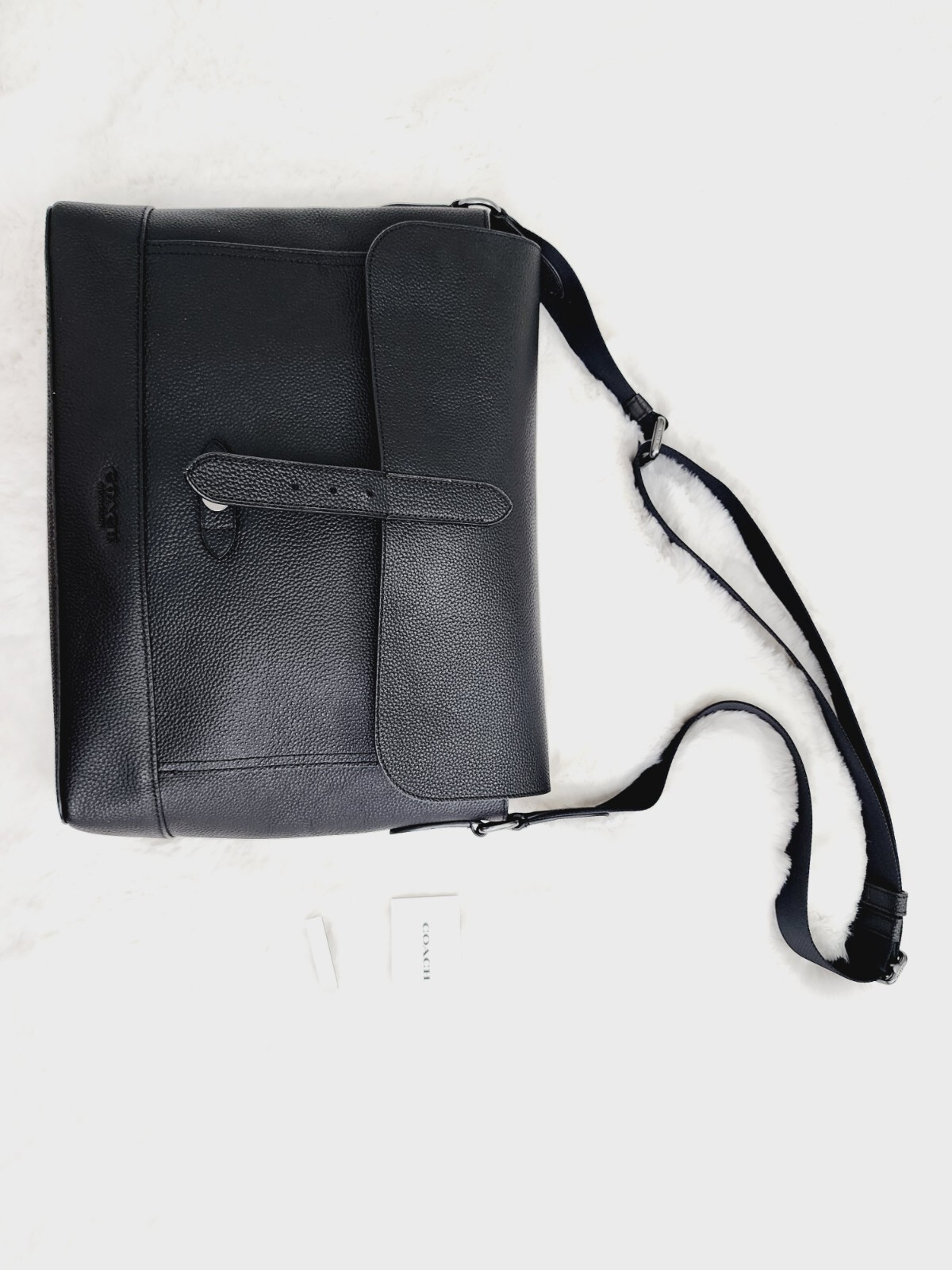 Coach Hudson Messenger Men’s Bag Pebble Leather Black 88892 Unisex Authentic