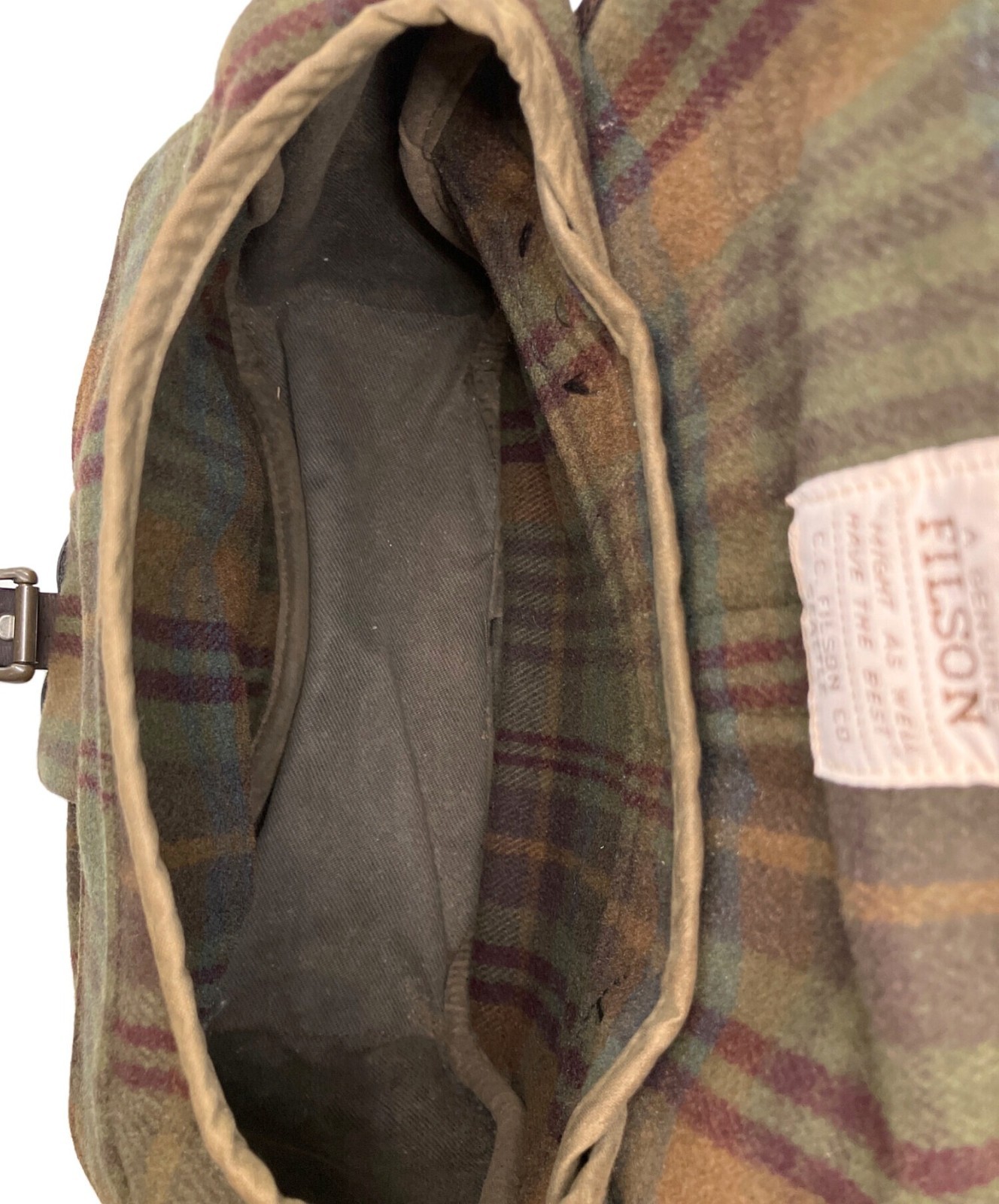 FILSON Wool Shoulder Bag Green Brown Check USA – Used Slight Wear