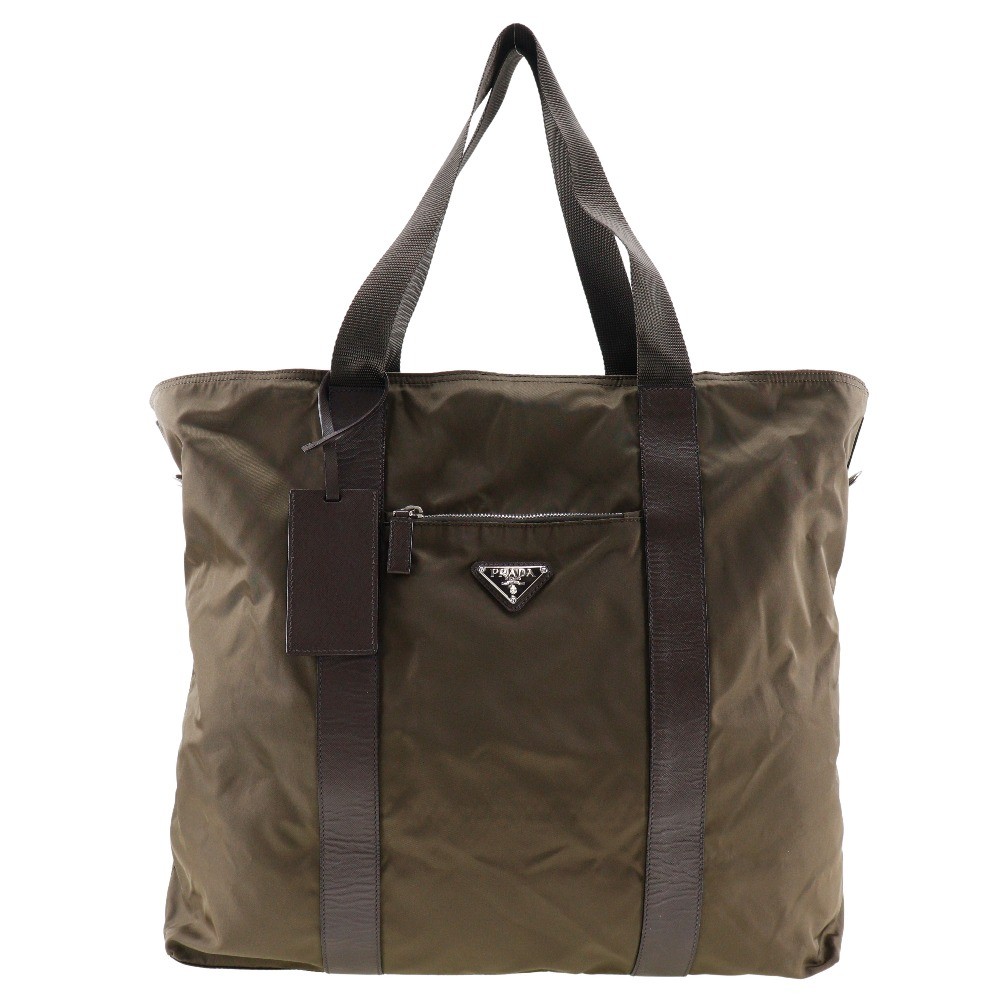 PRADA Boston bag khaki/Brown Nylon unisex
