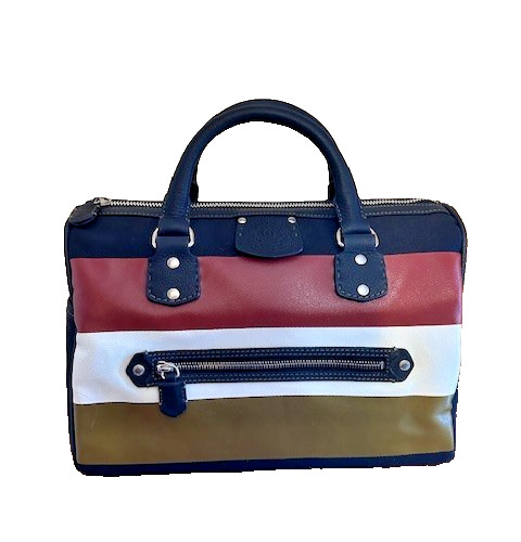New Authentic Ghurka Black Web Stripe Canvas Leather Satchel handbag $1,395
