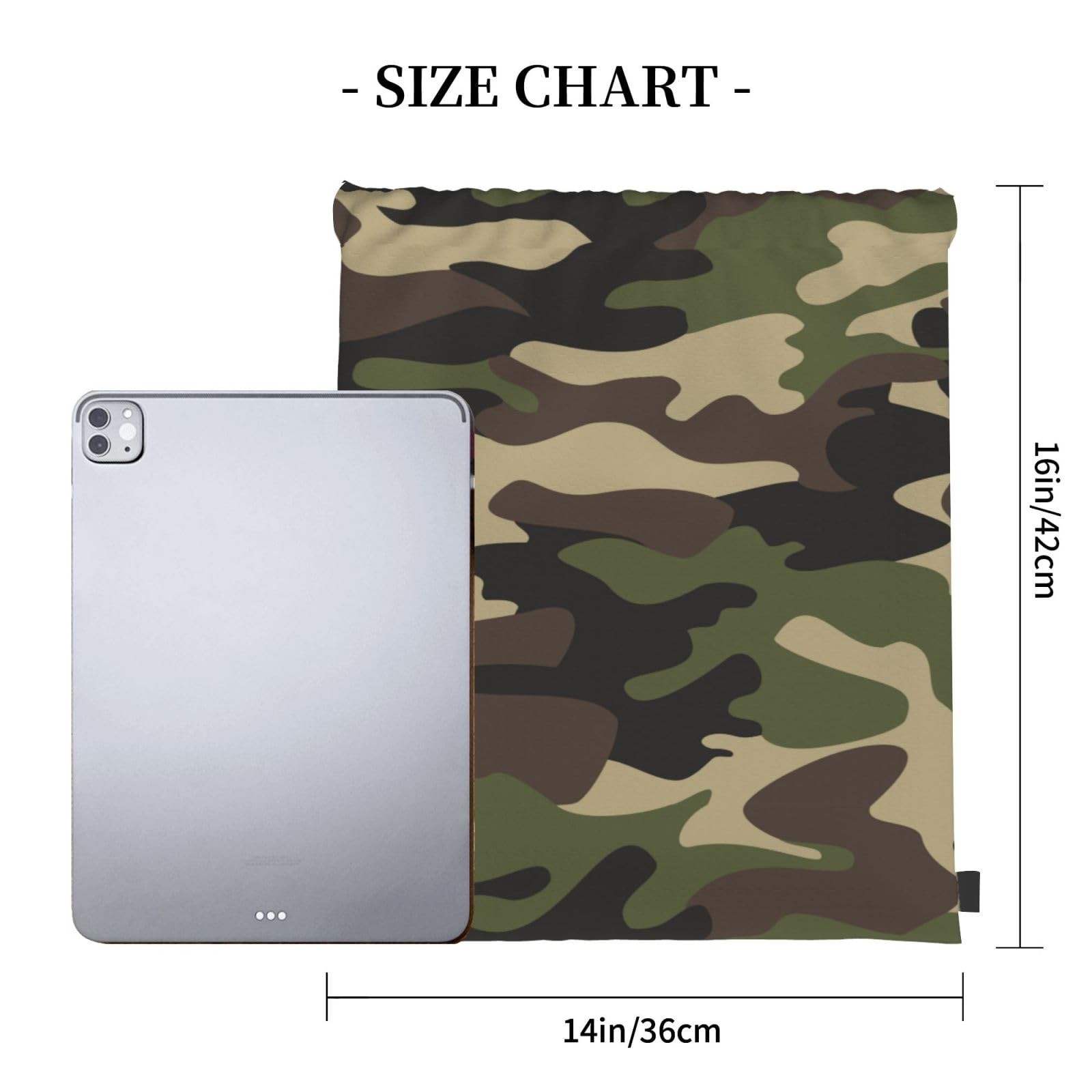 Green Brown Camo Unisex Drawstring Backpack Bag Sport Gym Travel Swim Sackpack