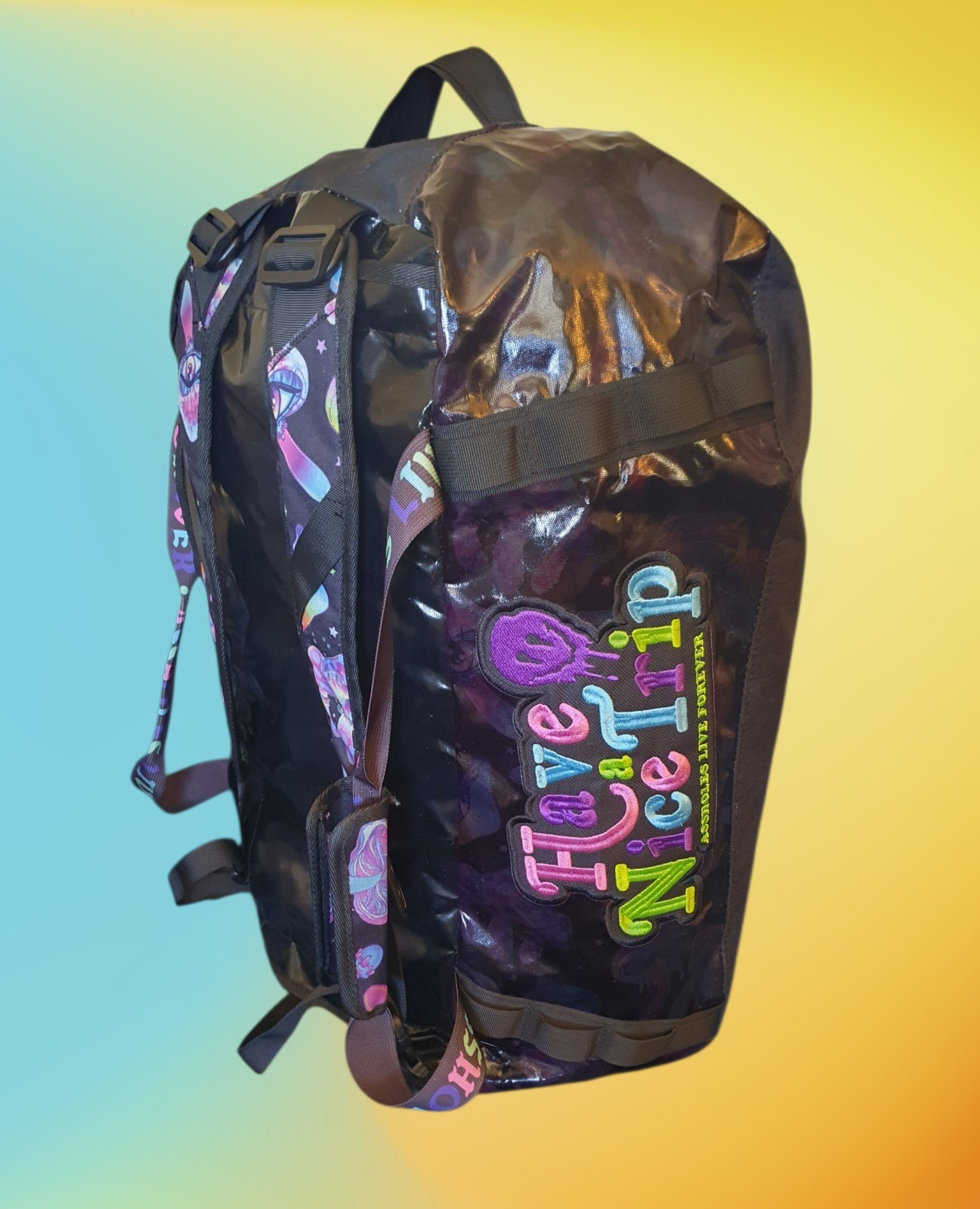 Assholes*s Live Forever “Have a Nice Trip” Duffle Bag – Black/Multicolor