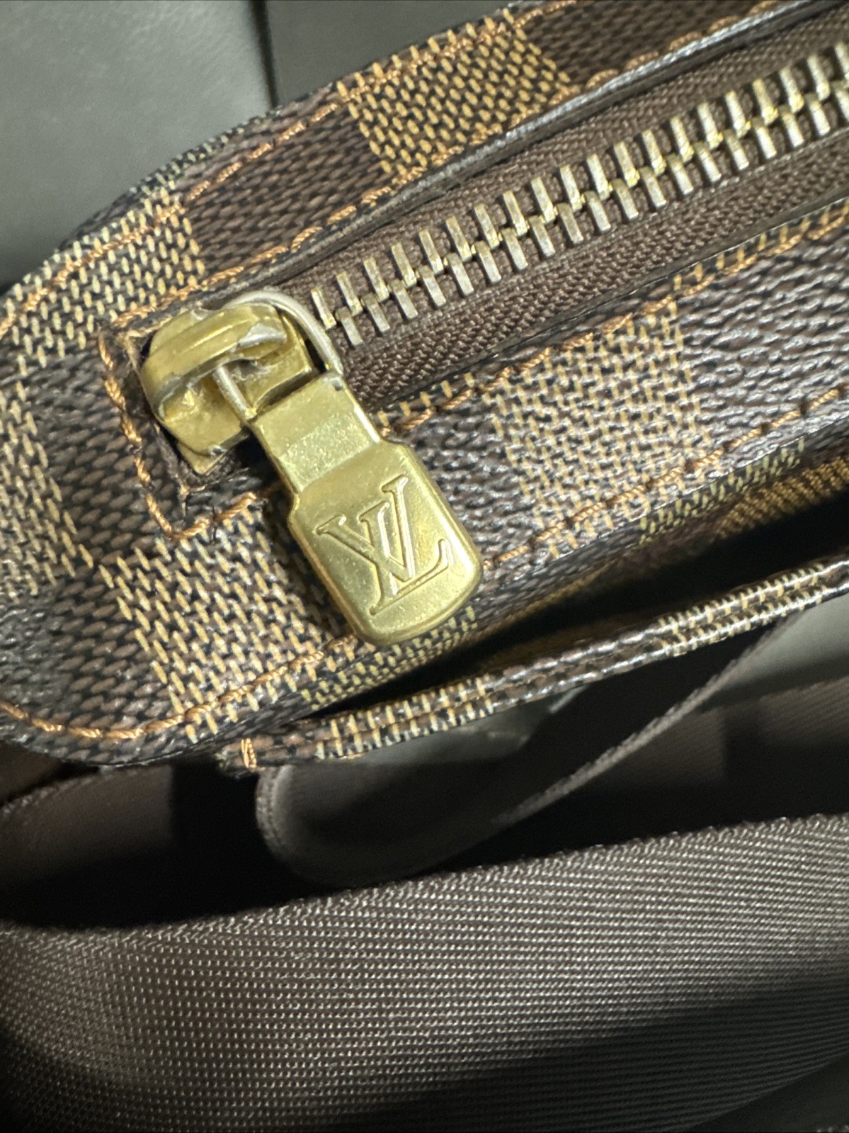 Authentic Louis Vuitton Damier Ebene Geronimos Shoulder Belt Sling Crossbody Bag