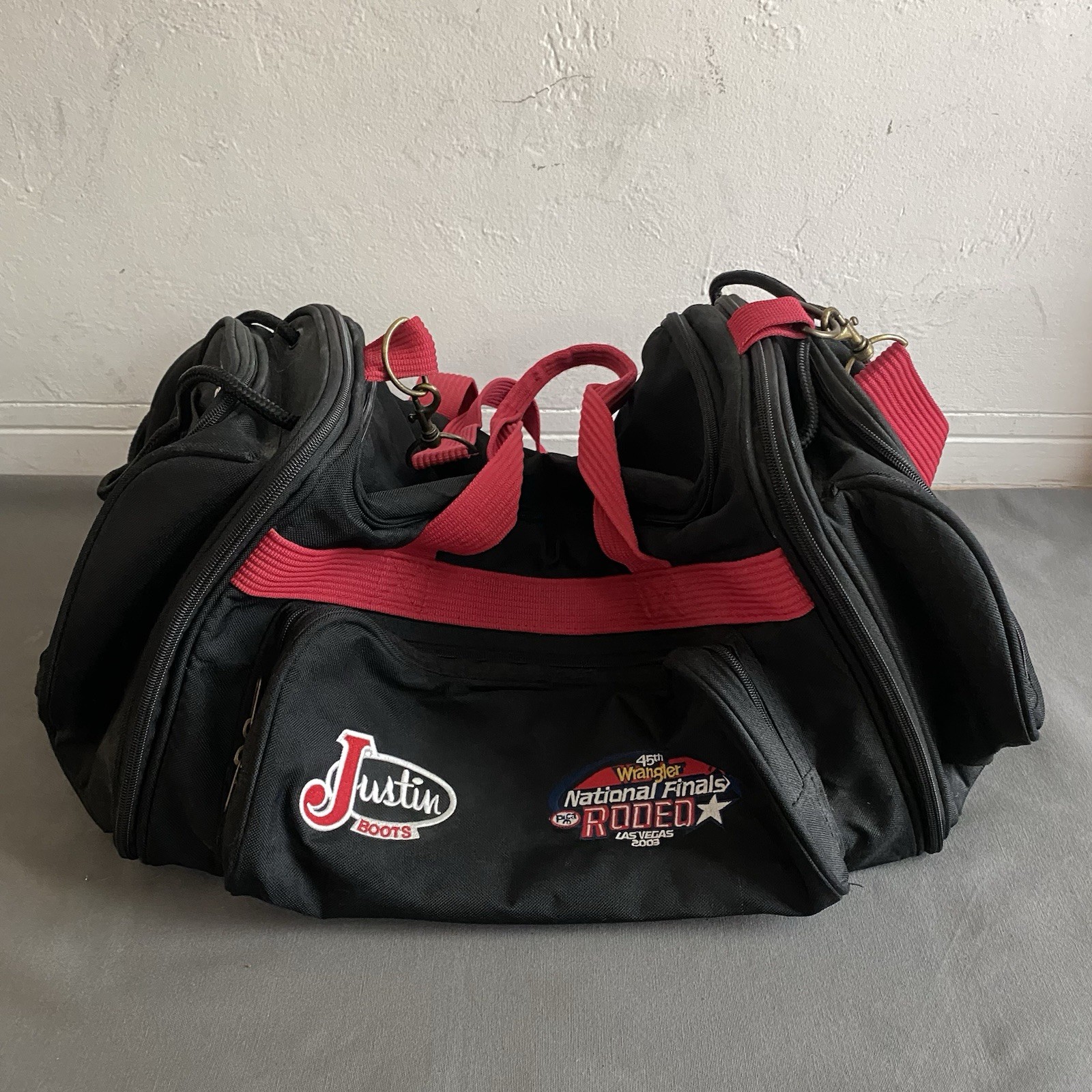 Vintage 2003 Wrangler National Finals Rodeo Duffle Bag Travel FNR Justin Boots