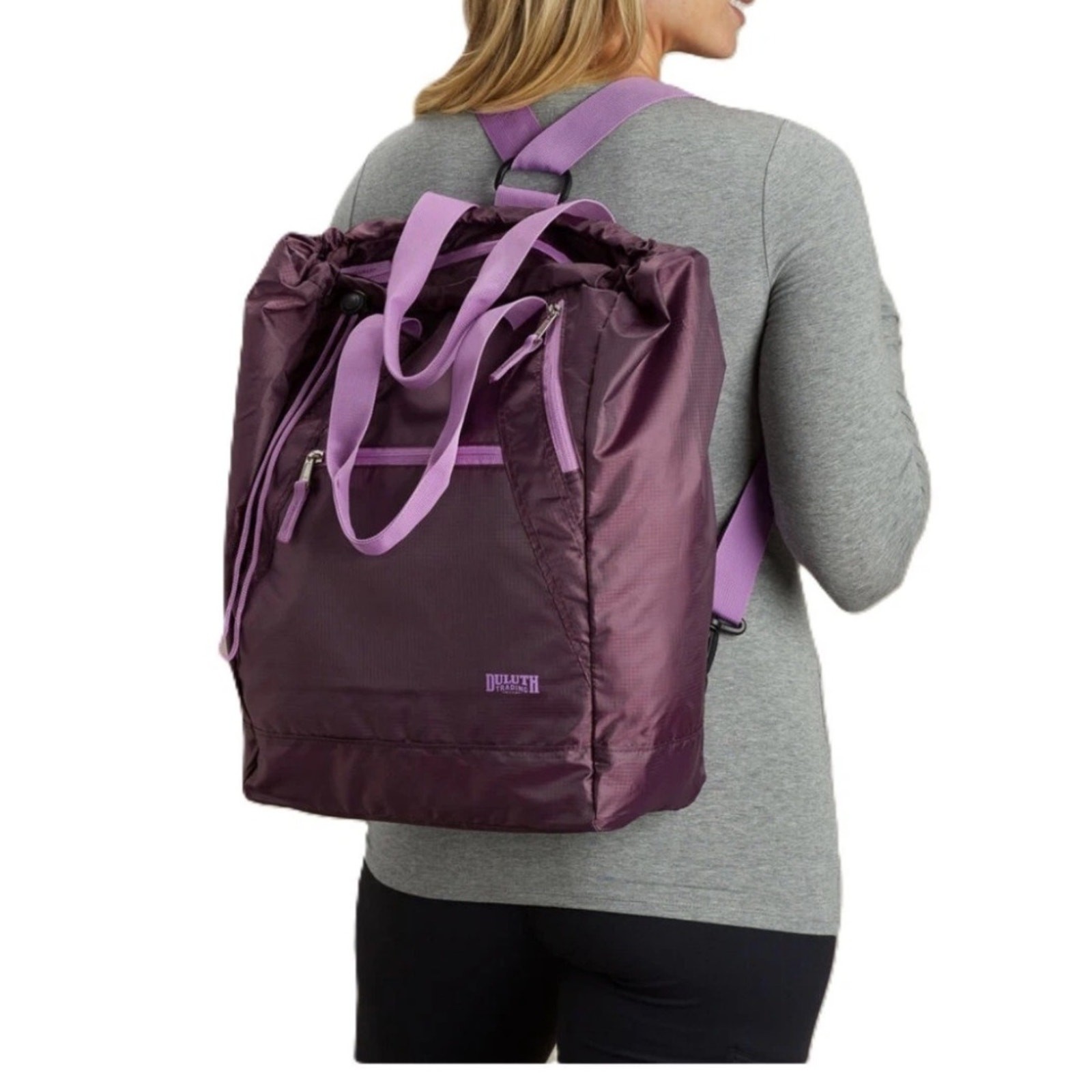 DULUTH TRADING CO Tote Bag Backpack Black Runegade Lightweight Packable Black