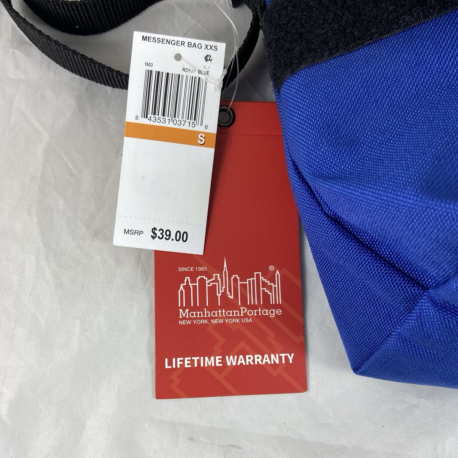 Manhattan Portage Messenger Bag Hook-and-Loop Closure Zip Pocket ROYAL BLUE NWT