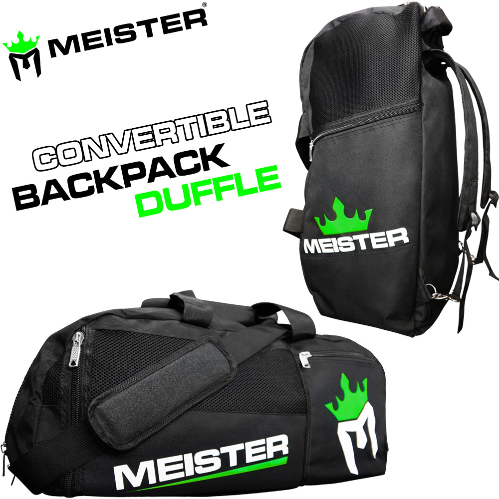 MEISTER CONVERTIBLE BACKPACK / GYM BAG – Black Sports MMA Duffle CARRY-ALL LARGE