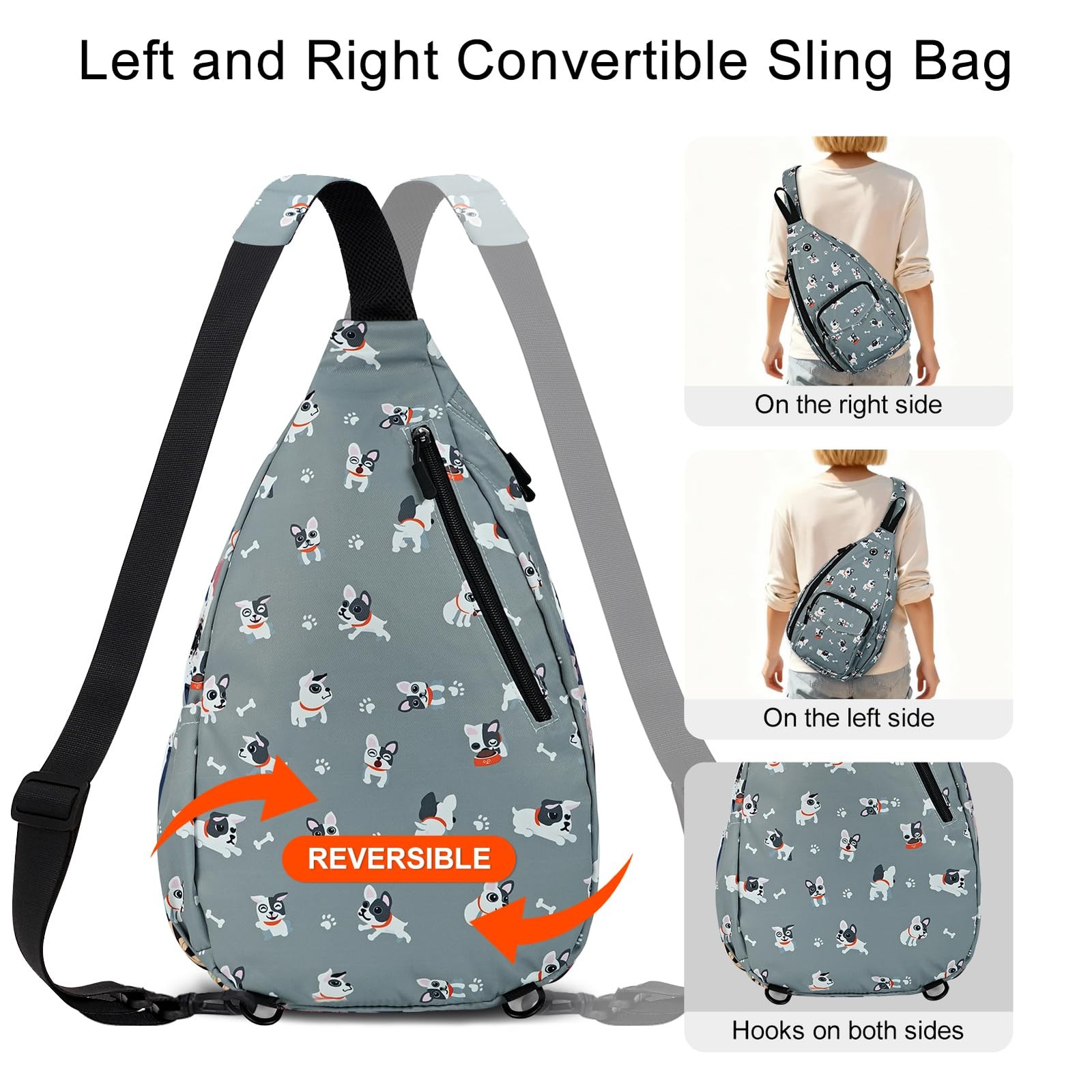 Sling Bag for Crossbody Chest Bag Convertible from Left to Right, Water Repel…