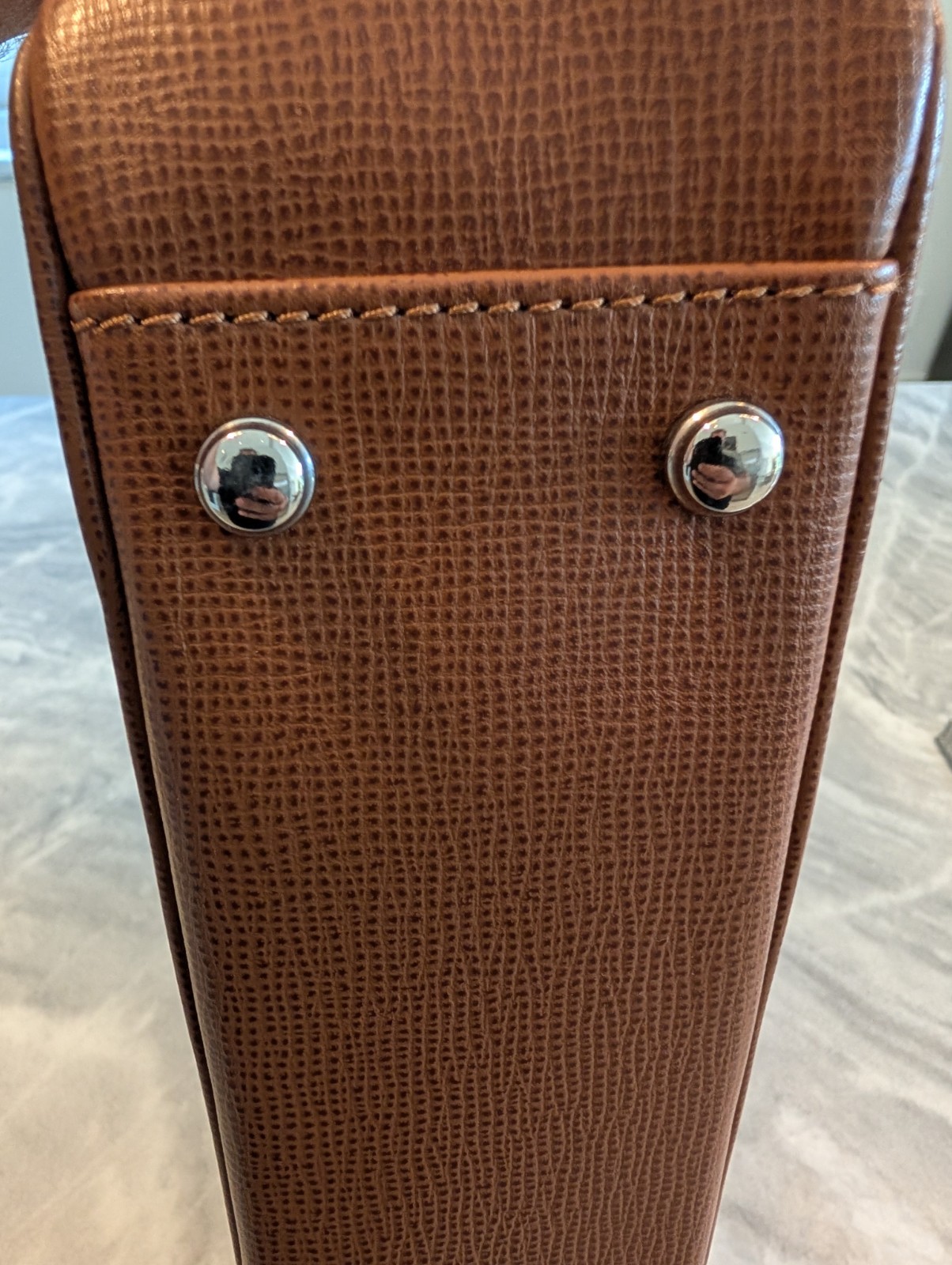 Davidoff Italian Leather Laptop Briefcase Bag in Cognac w/Palladium Hardware