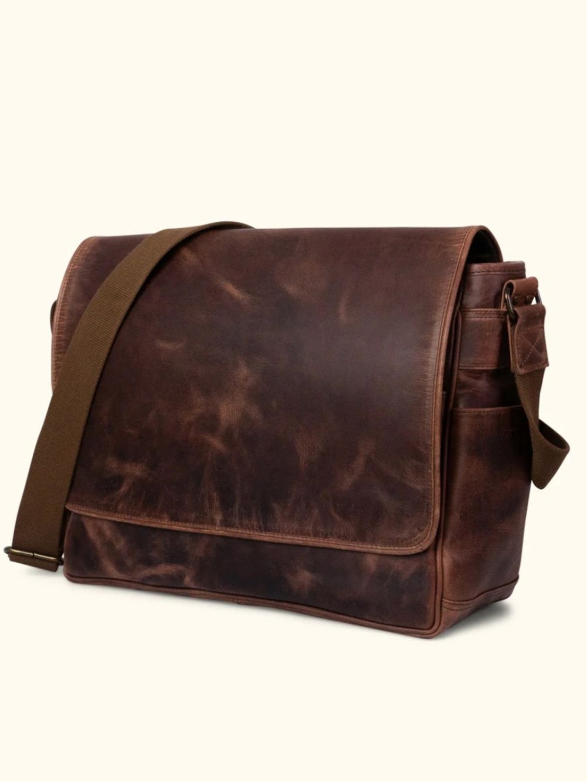 ROOSEVELT Buffalo Jackson Leather Satchel Messenger Bag Full Grain Distressed