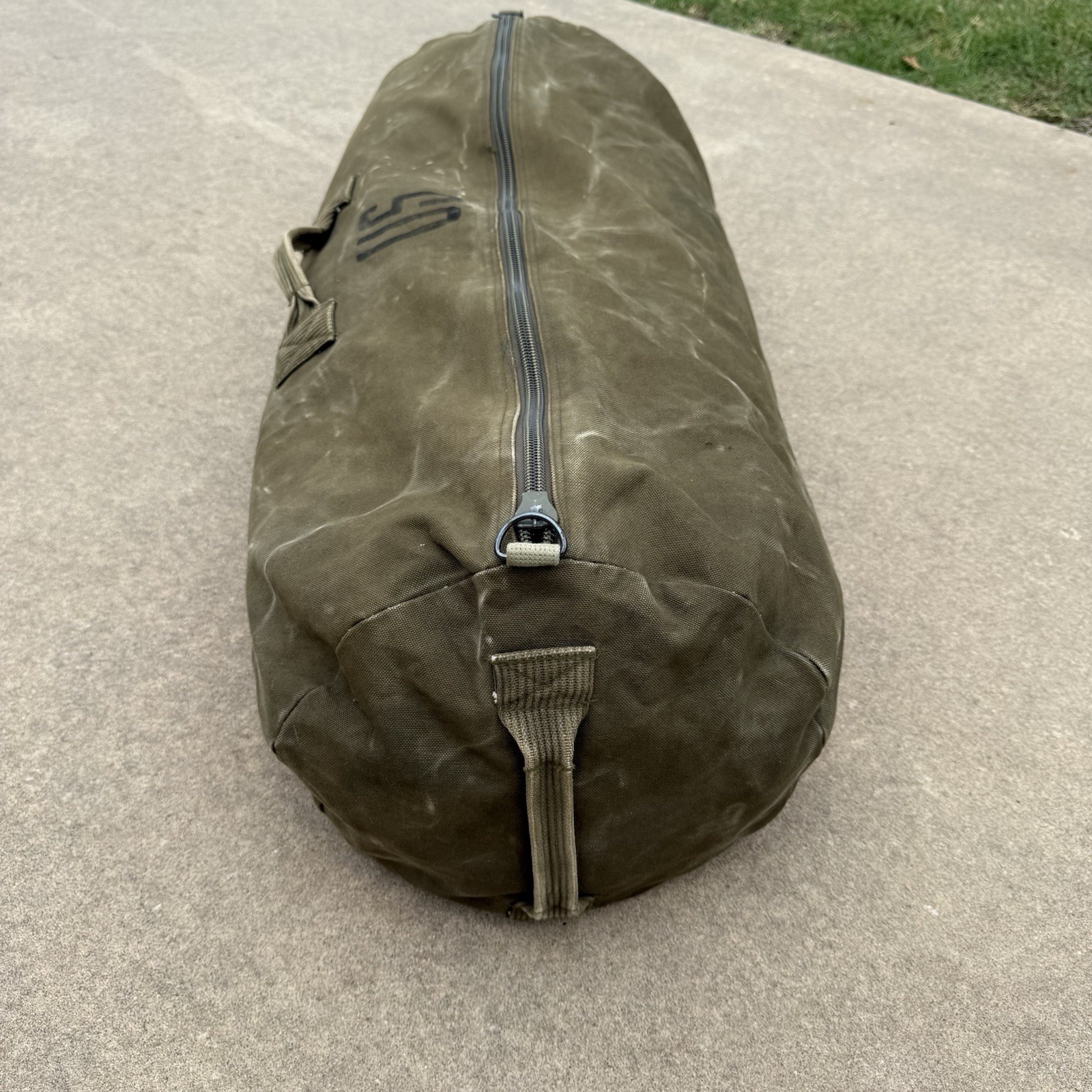 Large Duffle Bag Heavy Duty Cotton Canvas Military Army 36” 3 Handles Distressed