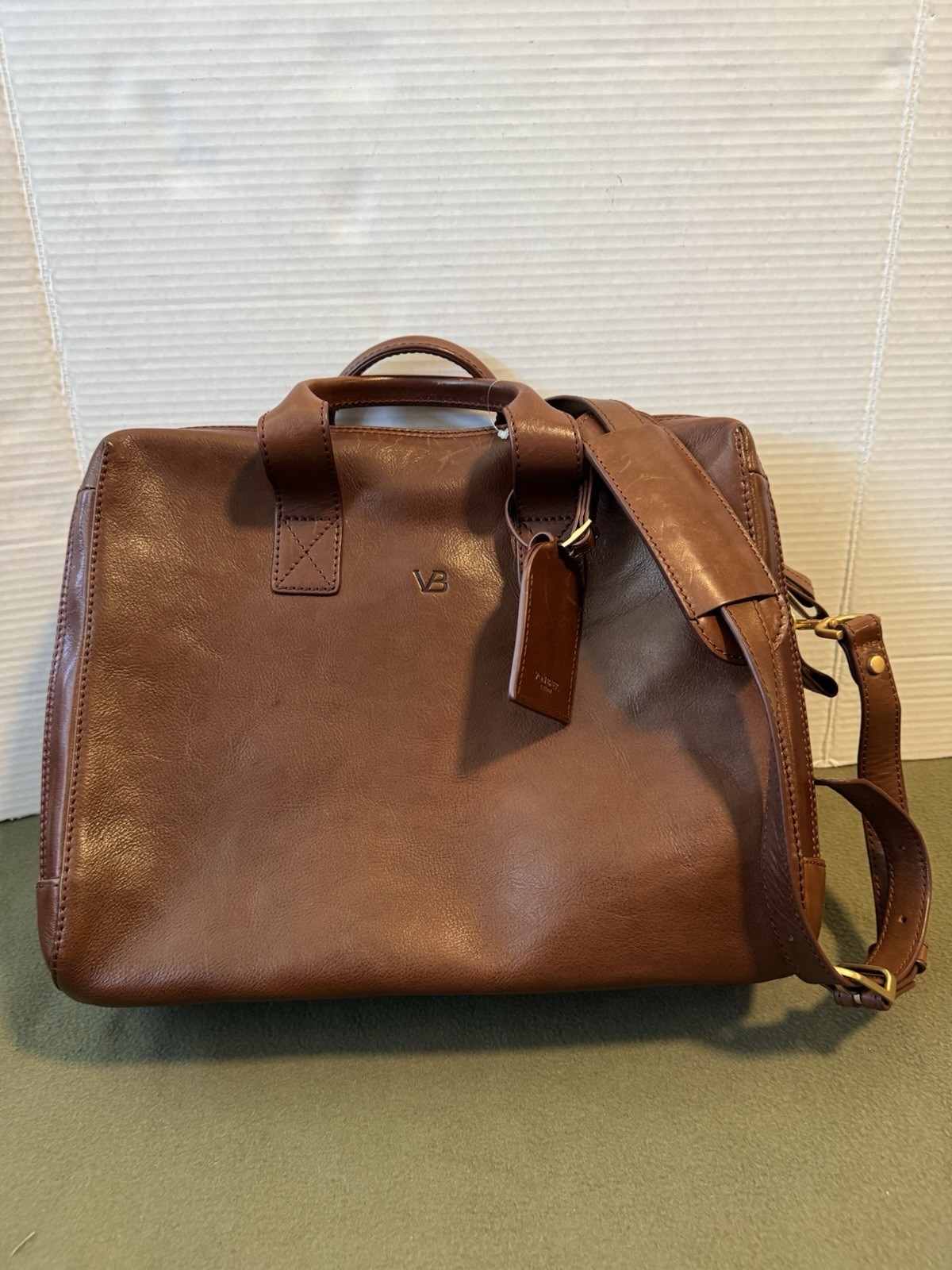 VON BAER Essential Modern Leather Briefcase Brown Italian Cuoio Superiore 16″
