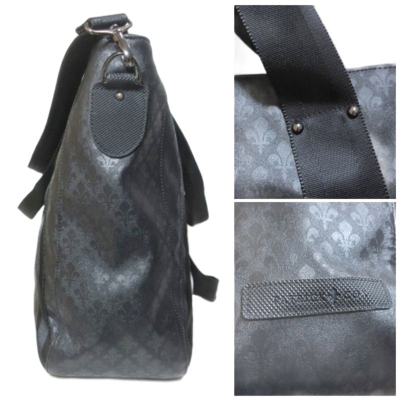 Patrick Cox Men’s Tote Shoulder Bag Black AB 13×5.5x17in Leather Vintage