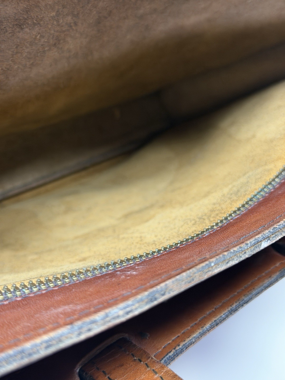 VTG Leather Briefcase Brown Saddle EDF Monogram