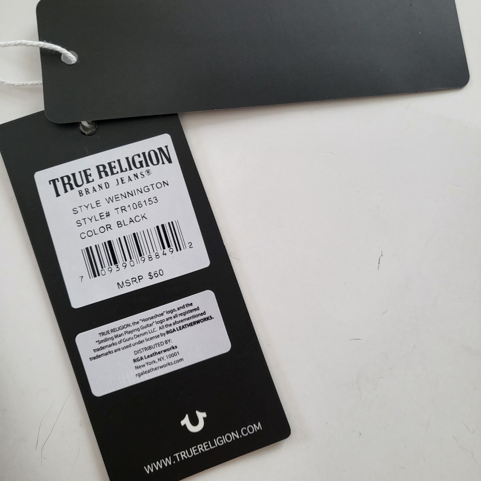 True Religion Wennington Sling Bag X-body Logo Black Faux Leather Bag