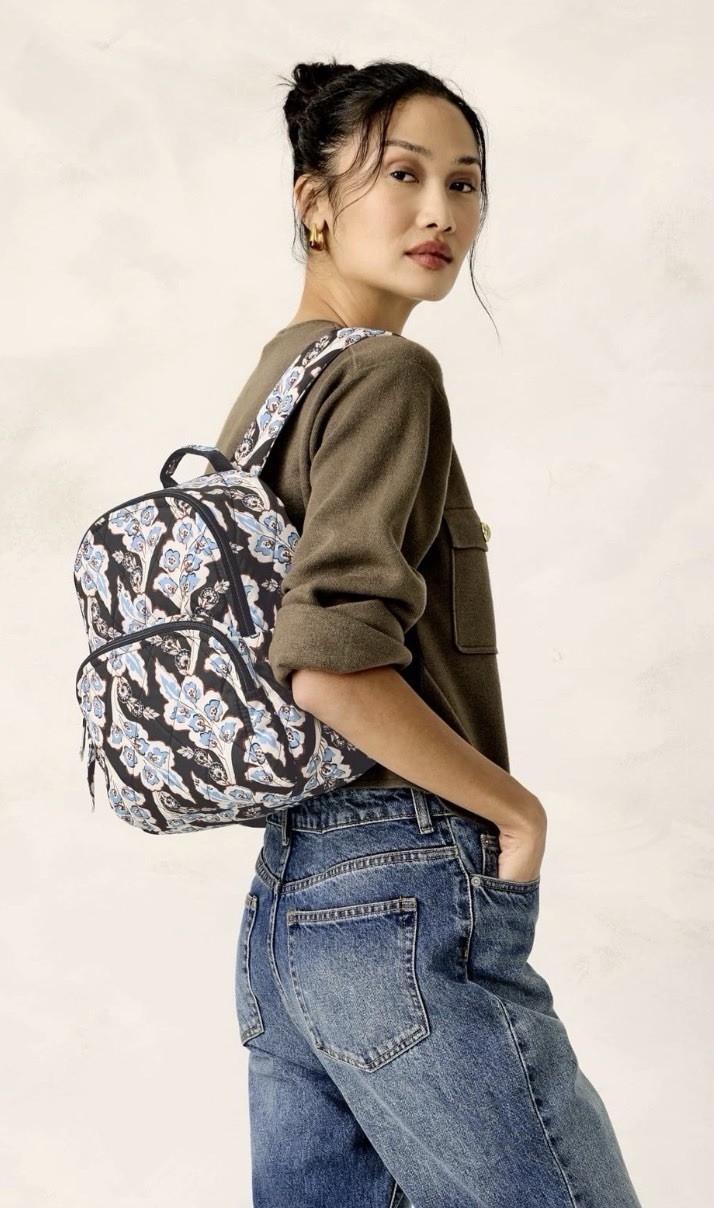 Vera Bradley Womens Small Banbury Backpack, Calyx + Quill Black NWT MSRP $100