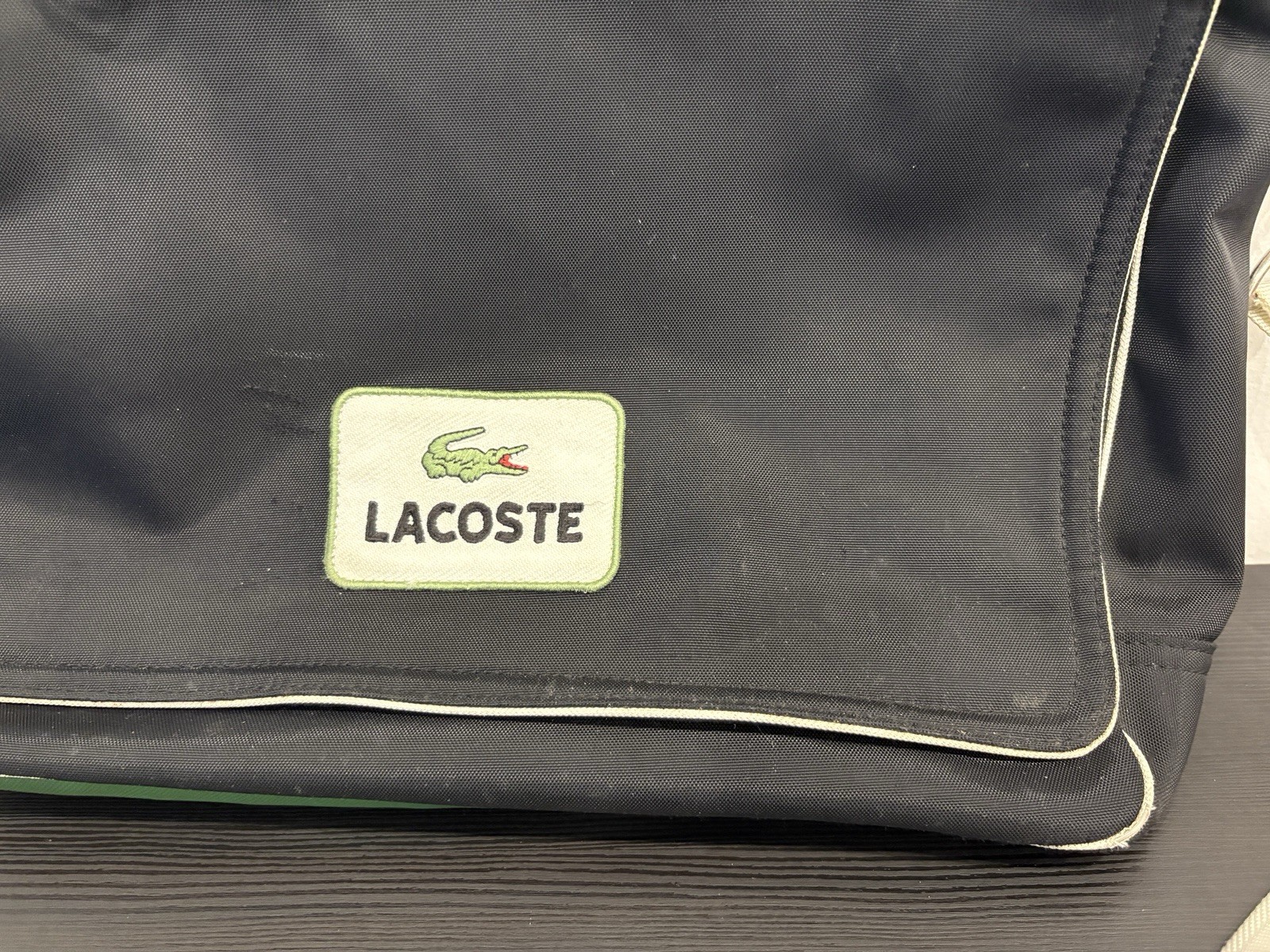 EUC Lacoste Y2K Black/Green Messenger Bag Nylon Retro Y2K