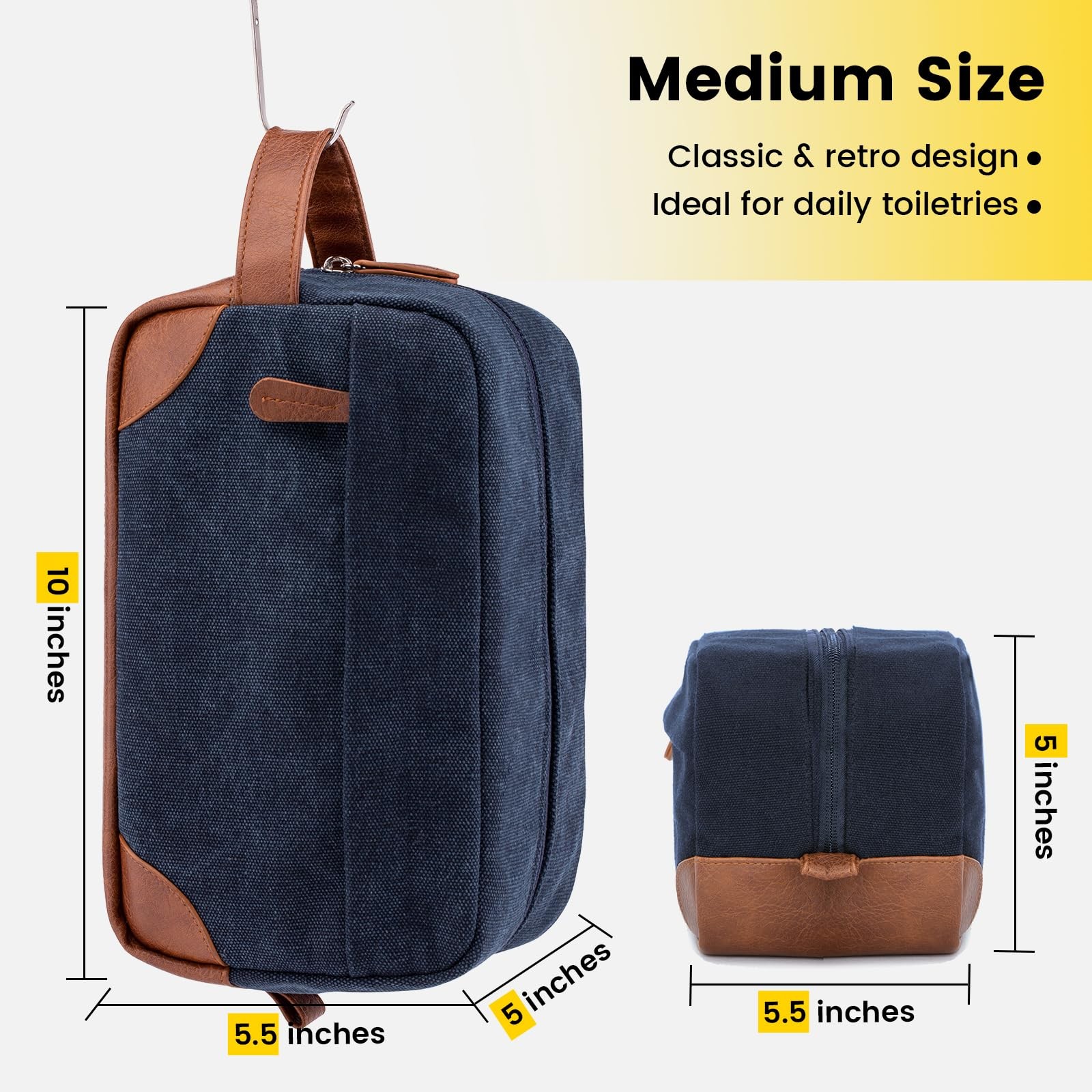 Vorspack Toiletry Bag Hanging Dopp Kit for Men Water Medium, Navy Blue