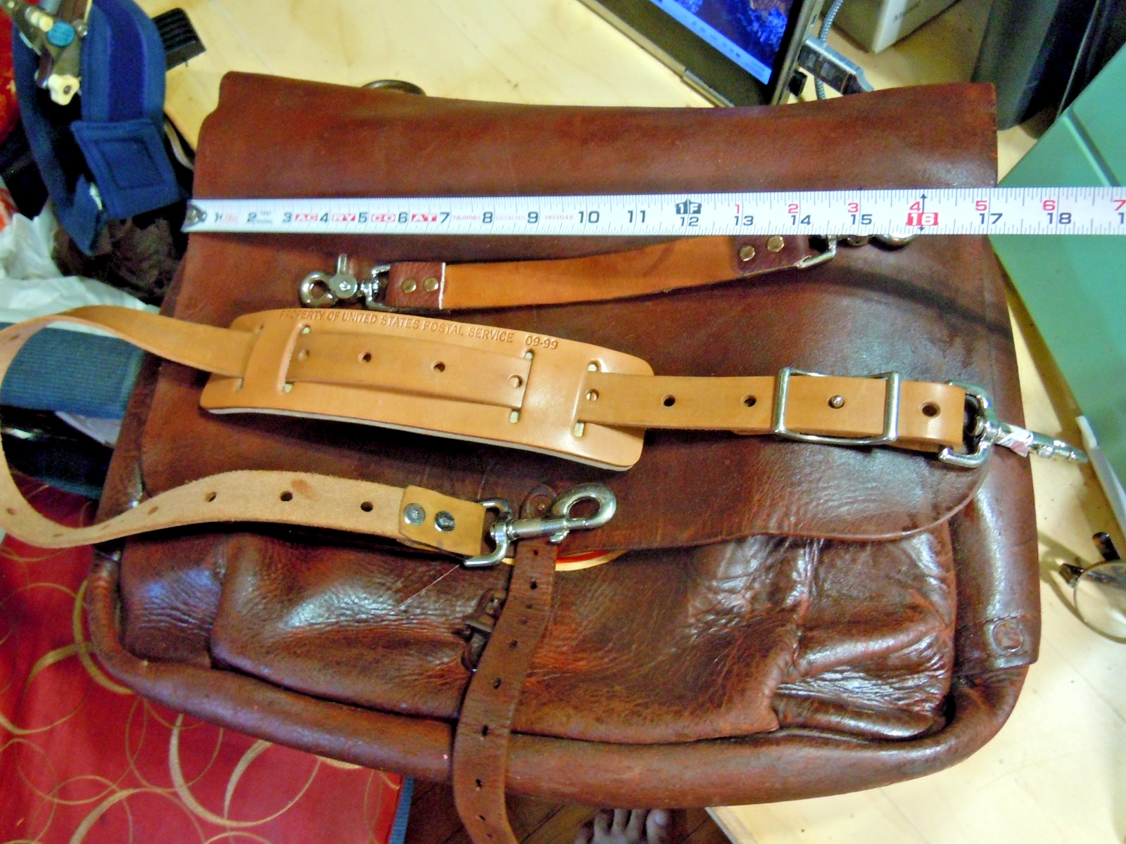 VTG Rare USPS US Leather Mail Postal Carrier Messenger Briefcase Bag # 25