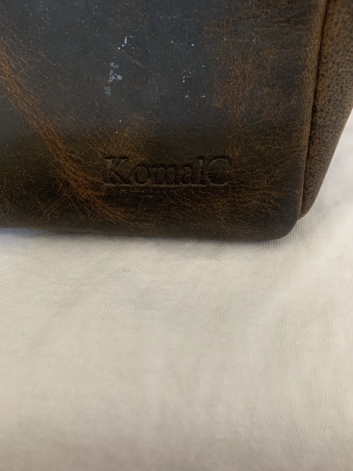 KomalC Buffalo Leather Dopp Travel Toiletry Bag Distressed Brown Shaving Bag