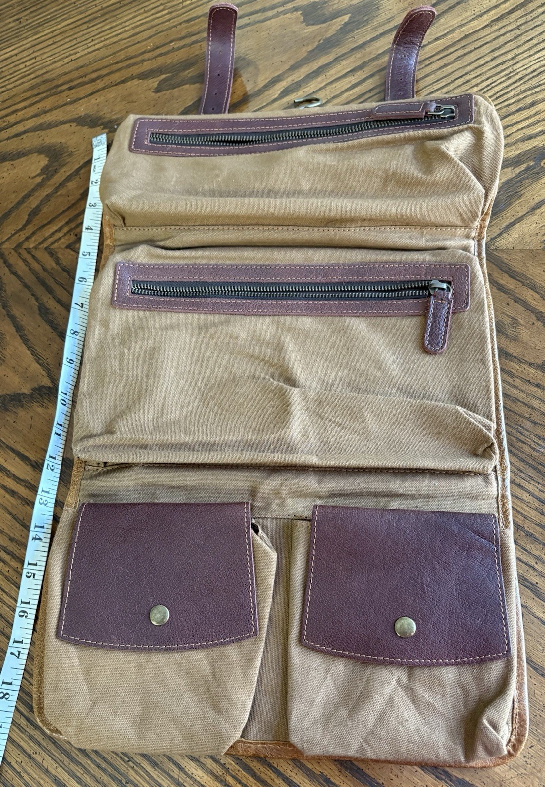KomalC Premium Buffalo Leather Hanging Toiletry Bag Travel Zip New Men’s Buckle
