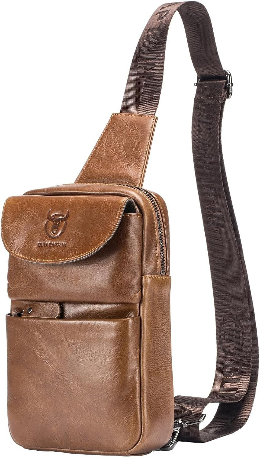 Genuine Leather Sling Backpack for Men and Women Small Crossbody Chest Bag for T