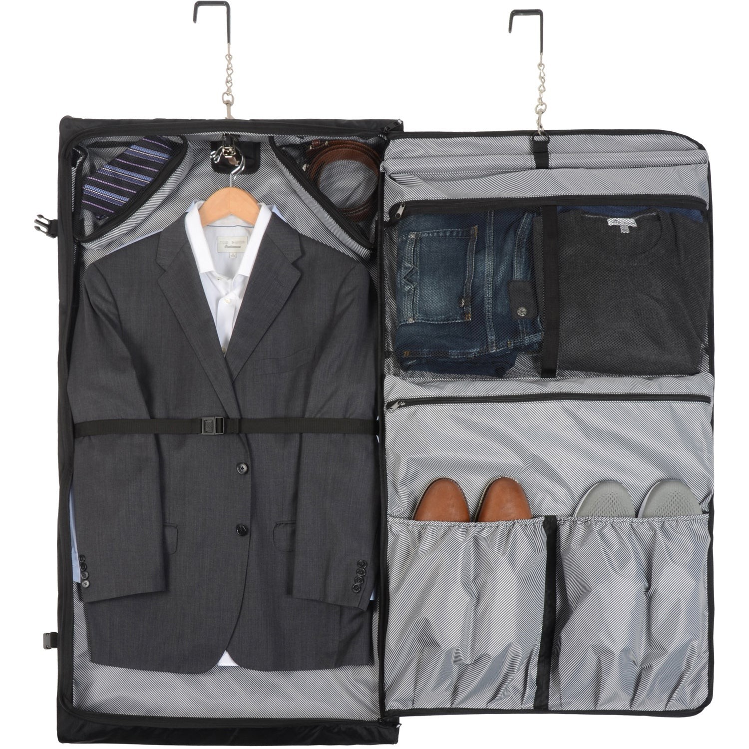 WallyBags Solutions Premium Garment Bag with shoulder strap Black 45 Inch U1
