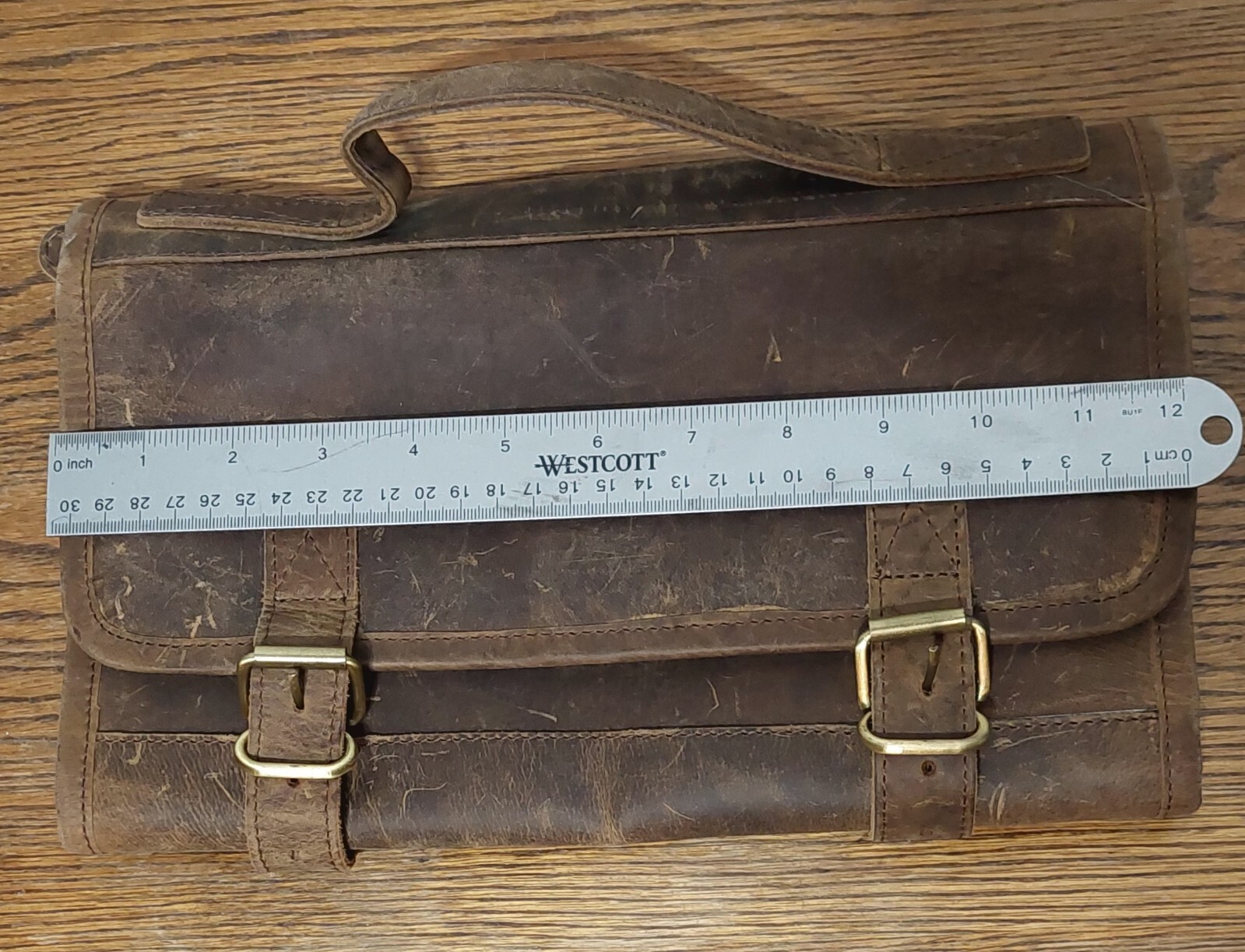 KomalC Genuine Buffalo Leather Hanging Toiletry Bag