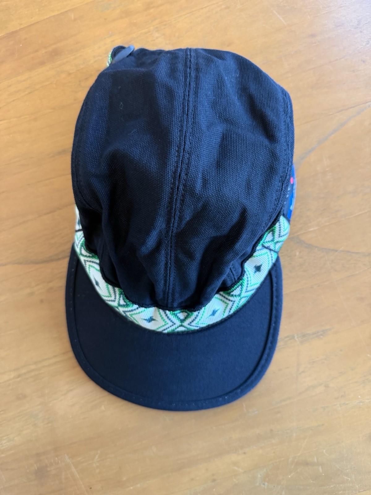 Kavu Black Canvas Aztec Strap Back Panel Cap Hat Made in USA Size Medium